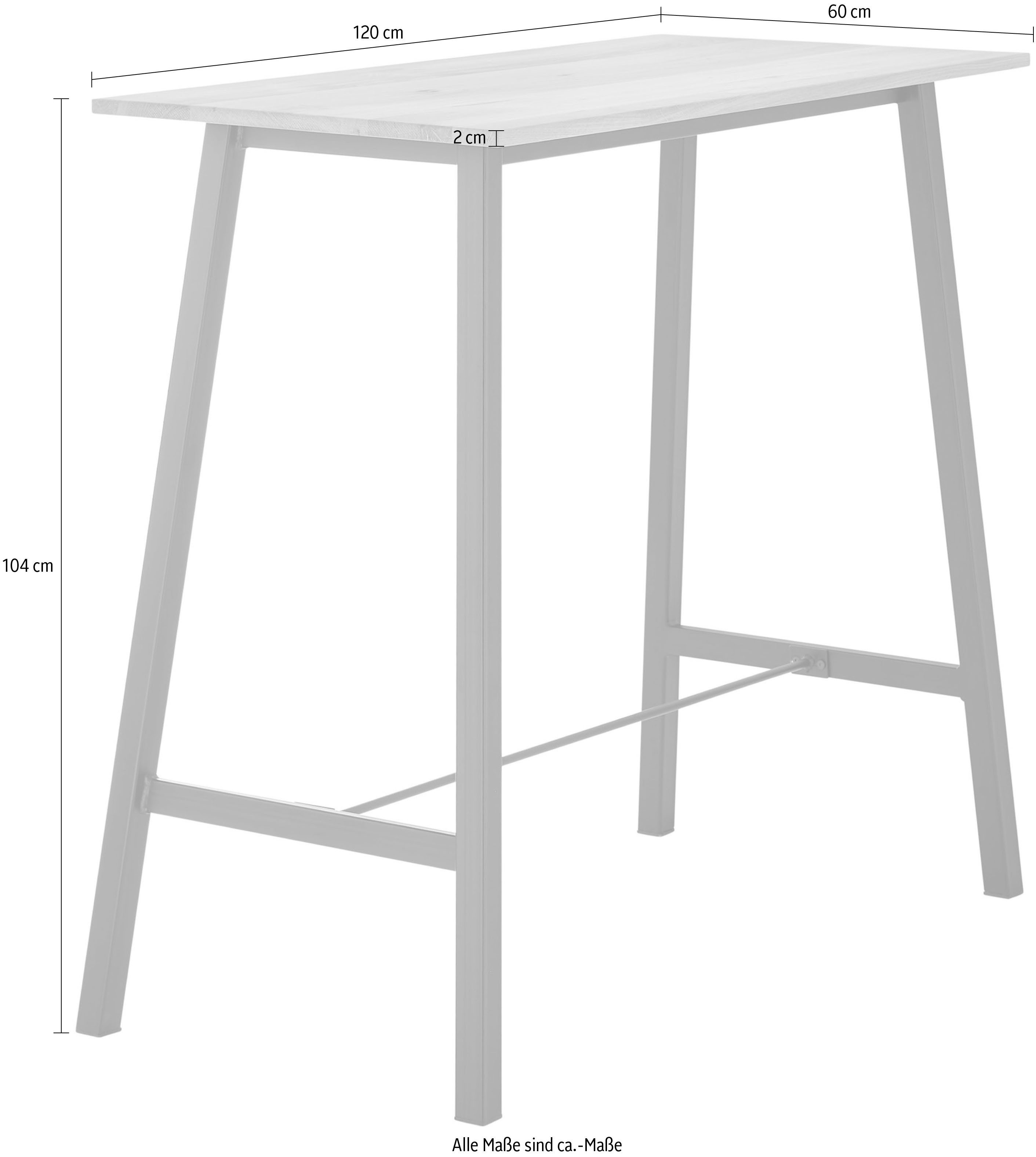 Stolkom Bartafel Kent eik massief hout geolied, hoge tafel BxHxD 120x104x60 cm