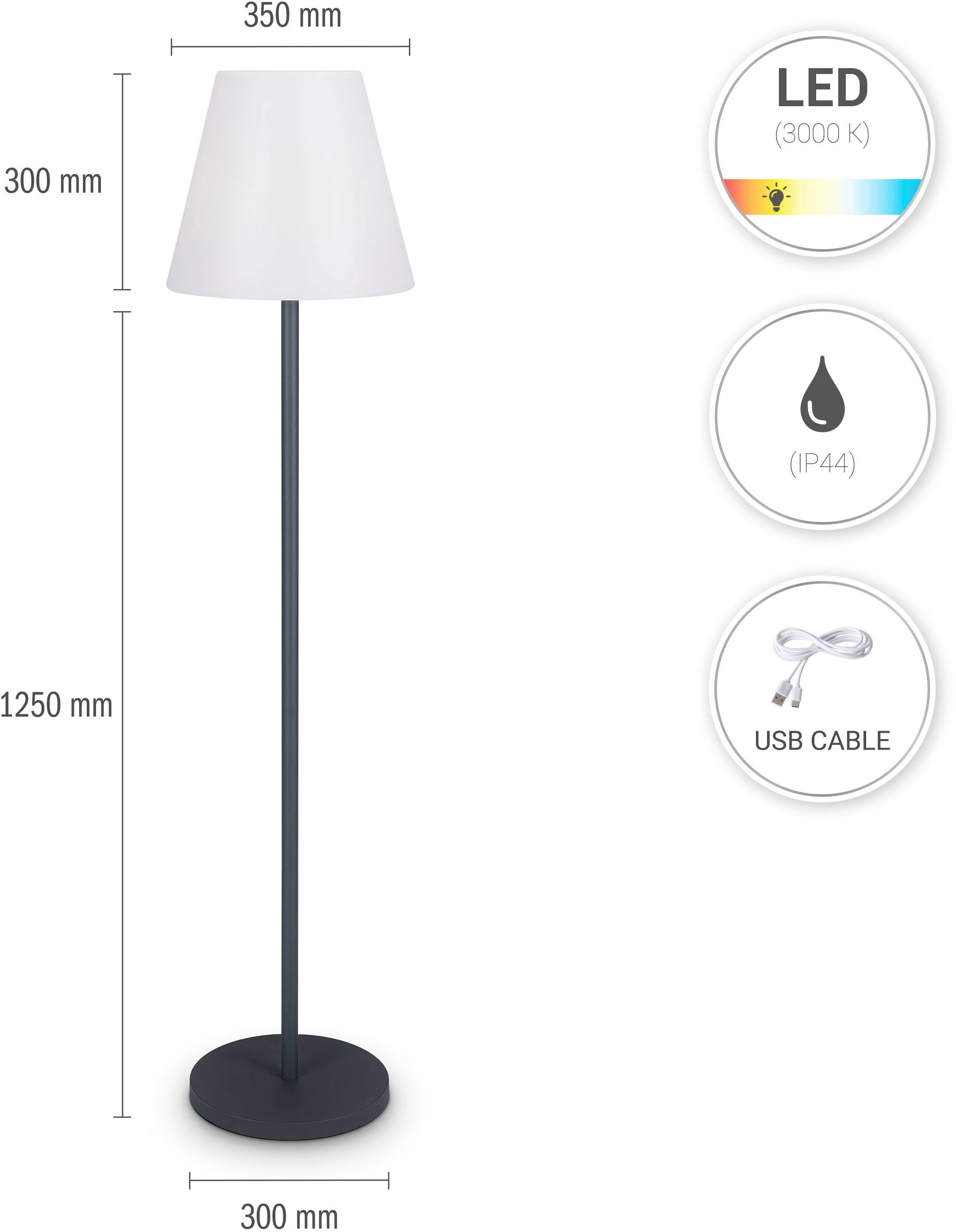Paco Home Staande lamp JEN In en outdoor LED oplaadbaar IP44 accu tuin terras waterdicht