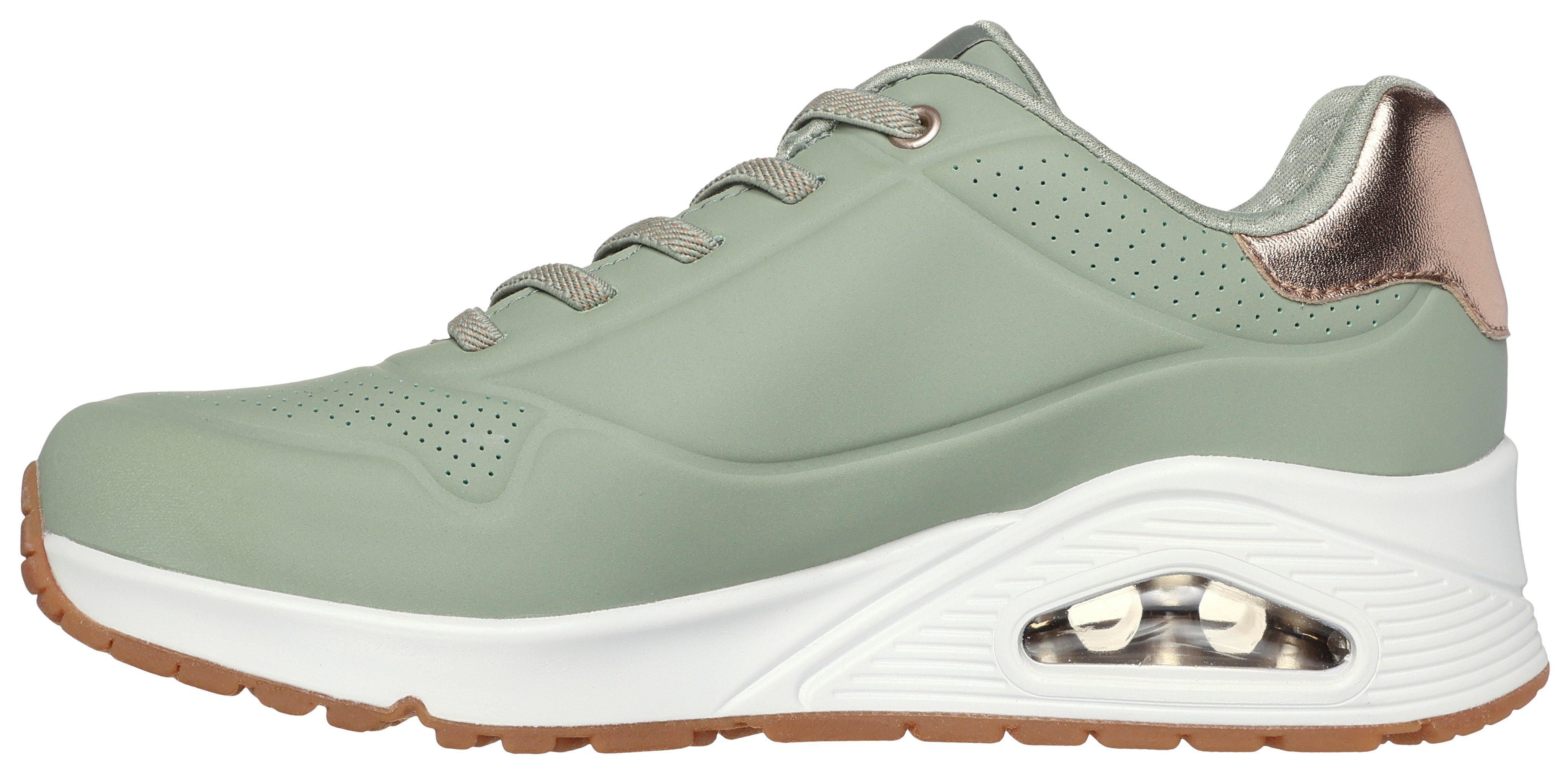 Skechers Slip-on sneakers UNO SHIMMER AWAY Slipper, vrijetijdsschoen, plateau sneaker met modieuze sleehak
