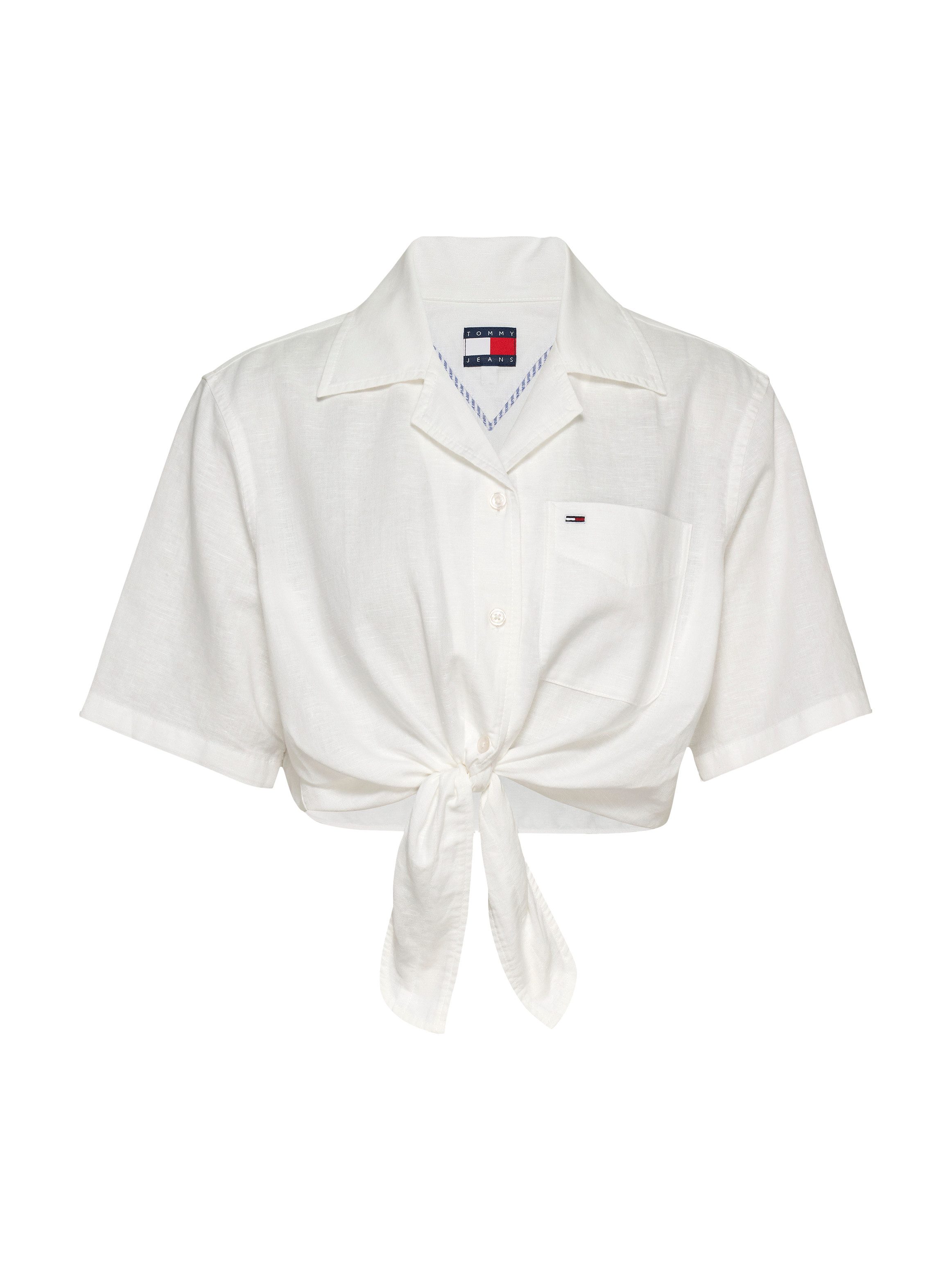 TOMMY JEANS T-shirt TJW CRP LINEN SS SHIRT met borstzak, logo-borduursel