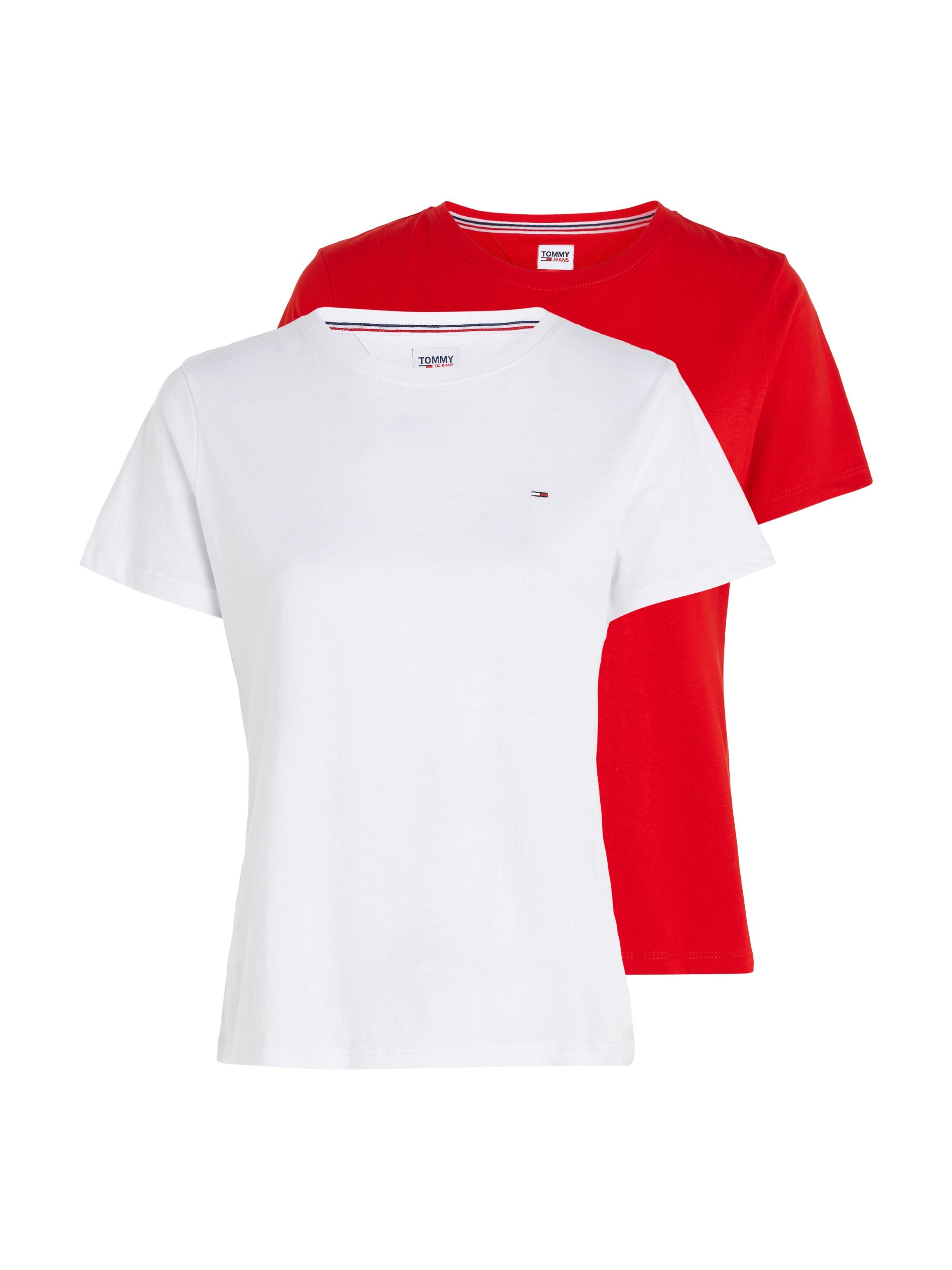 TOMMY JEANS Shirt met ronde hals TJW 2PACK SOFT JERSEY TEE met tommy jeans merklabel-borduursel (2-delig, Set van 2)