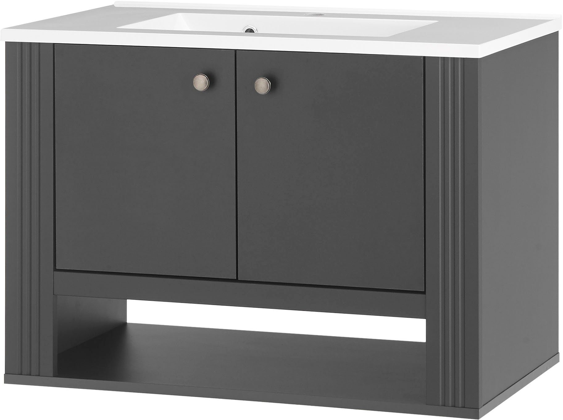 Home affaire Wastafelonderkast WESTMINSTER, Waschbeckenunterschrank inkl. Waschbecken, Metallgriffe in romantische rustieke stijl, exclusief by otto (1 stuk)