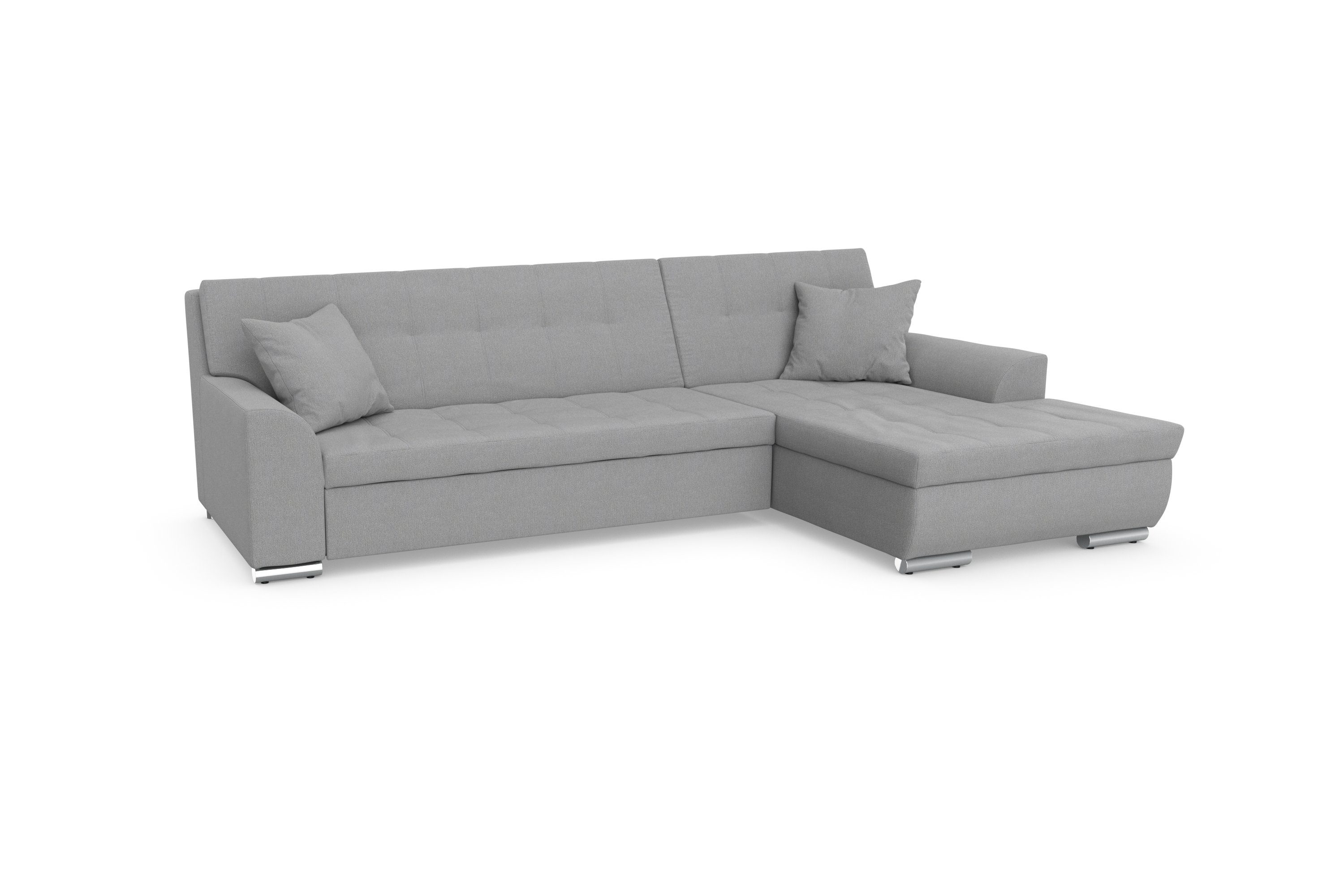 DOMO collection Hoekbank Treviso veel bekledingen, ook in cord, L-vorm, B/D/H: 267/80/83 cm optioneel met slaapbank functie, incl. sierkussens, hoogwaardig doorgestikt patroon