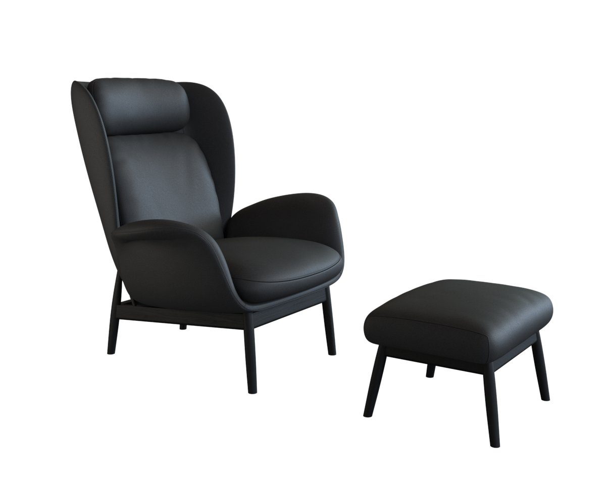 FLEXLUX Oorfauteuil Padova Stijl & comfort, organische vorm, geïntegreerde lendensteun, zwarte voet