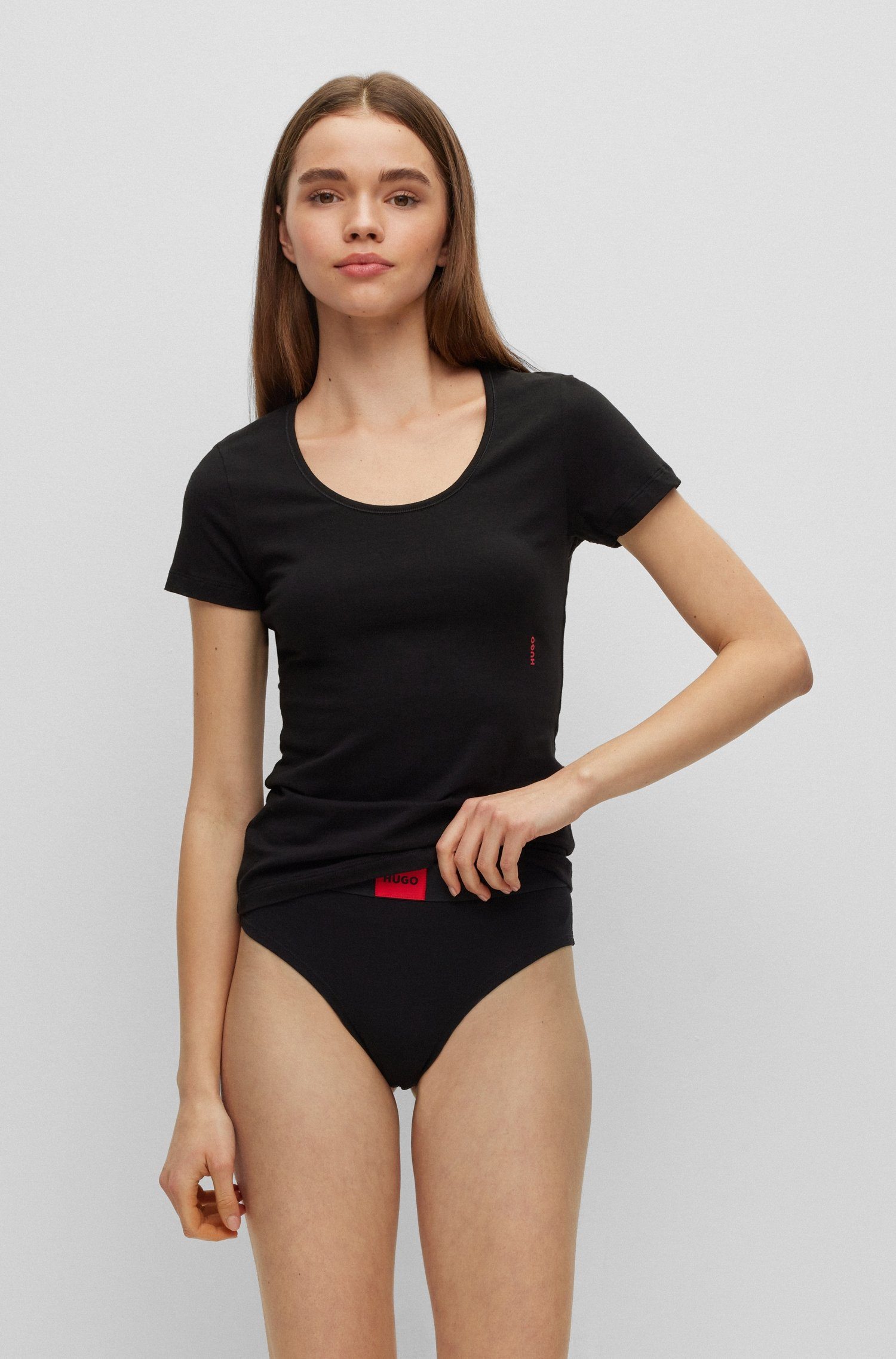 HUGO underwear T-shirt TWIN met verticale logoprint (2-delig, Set van 2)