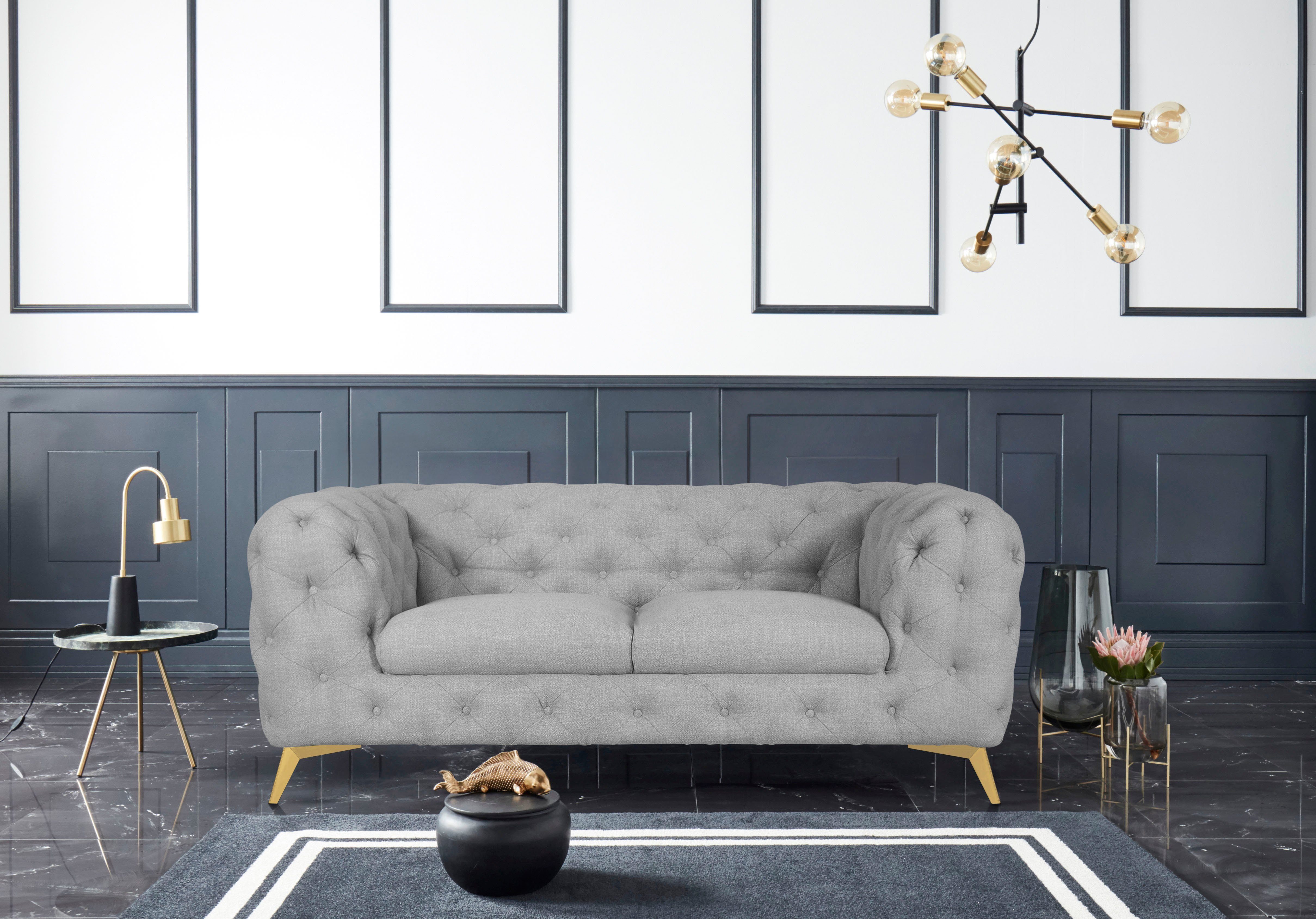 Leonique Chesterfield-bank Glynis luxueuze capitonnage, moderne chesterfield look, kleur van de poten ter keuze