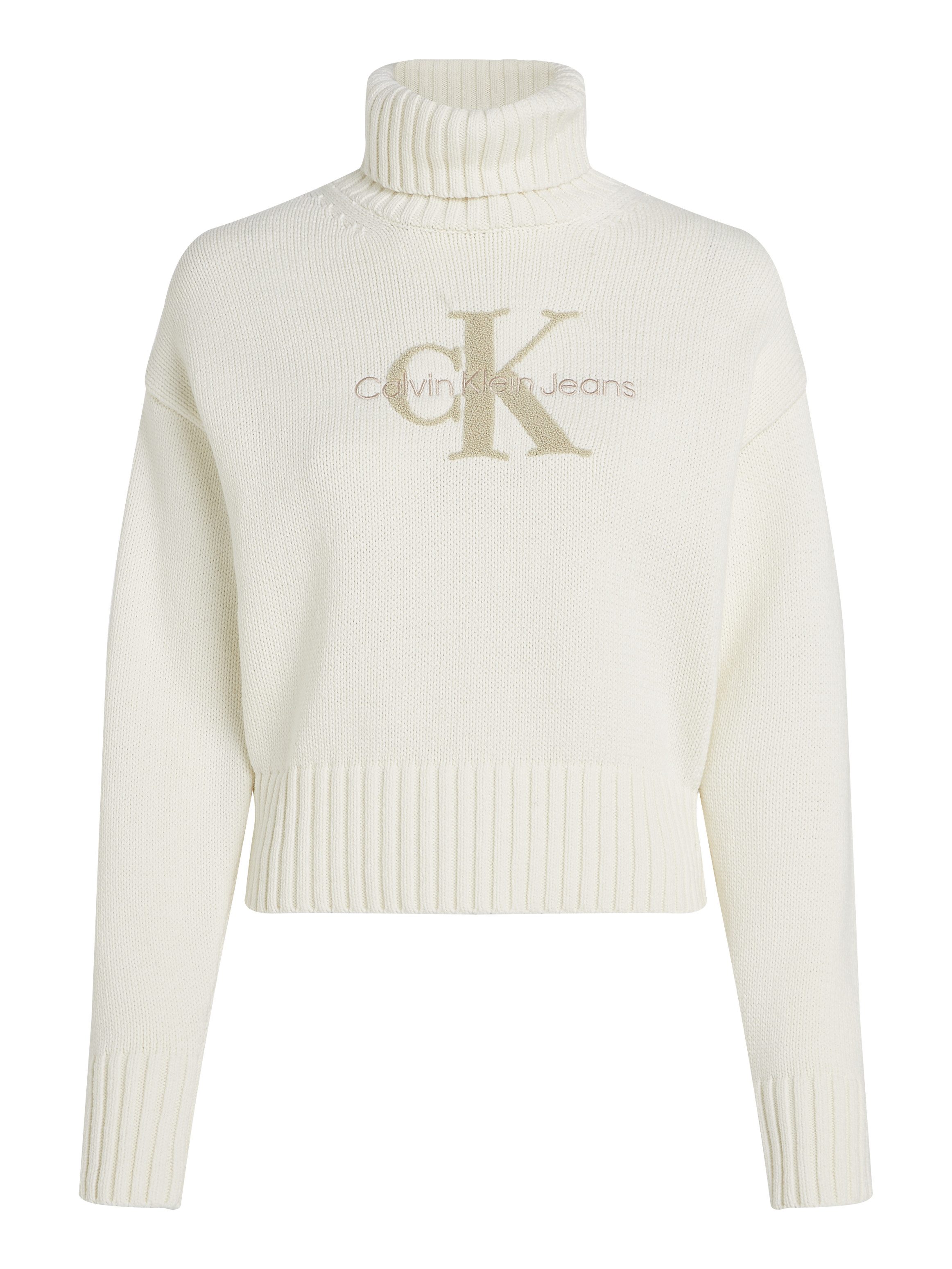 Calvin Klein Trui met staande kraag CHENILLE MONOLOGO SWEATER