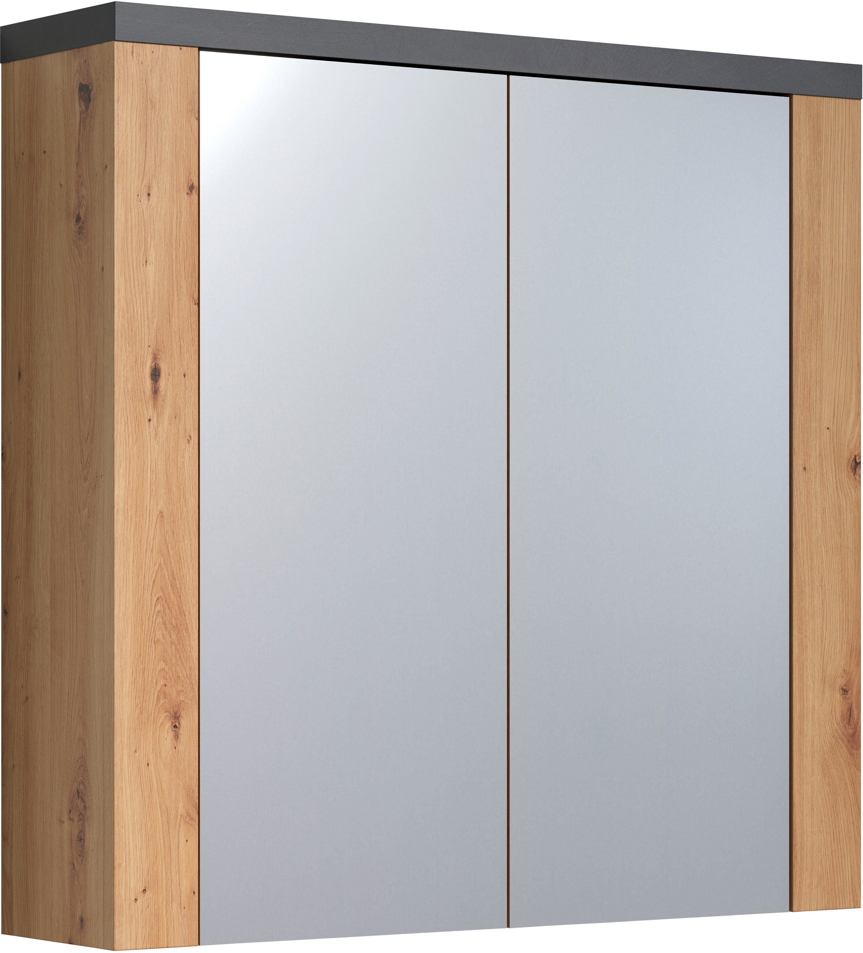 Home affaire Spiegelkast Ambres Badspiegel in matte echt houtlook - afmetingen (B/D/H) 79/20/78 cm