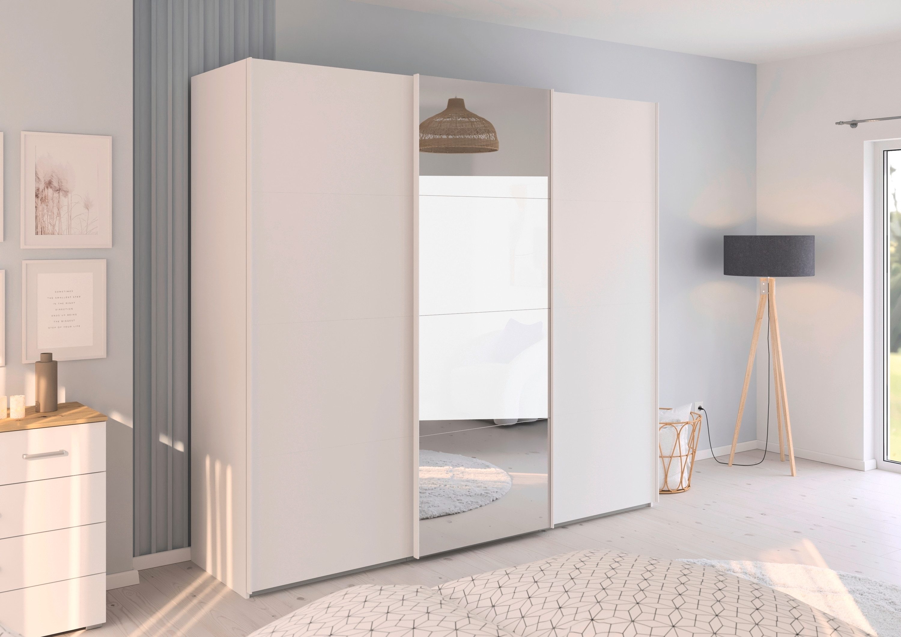 rauch Schuifdeurkast Kledingkast Kast Garderobe Slaapkamerkast EVELYN in elegante stijl met spiegel 5 breedtes veel opbergruimte made in germany