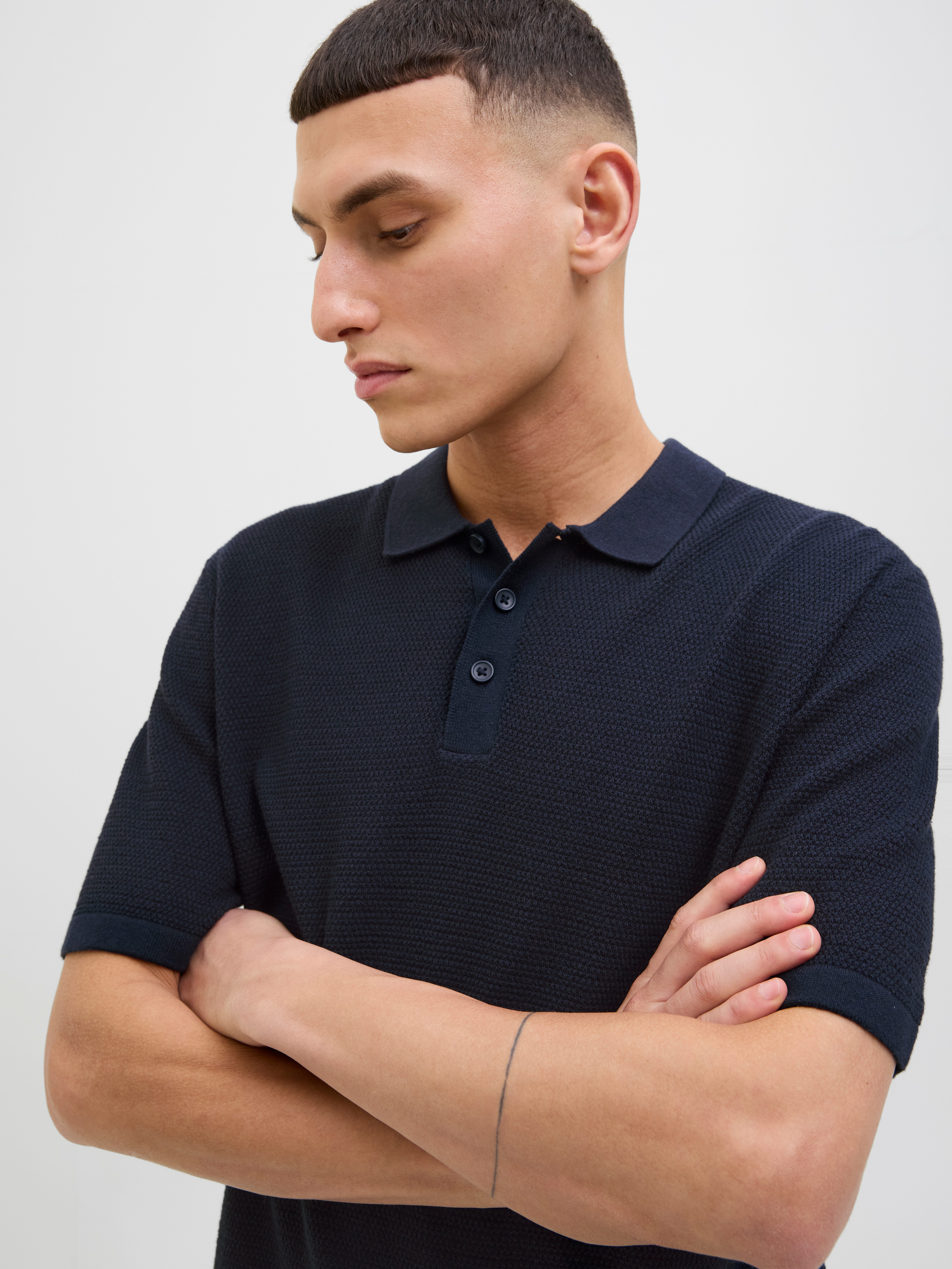 Jack & Jones Trui met korte mouwen JJEGEORGE KNIT POLO SS SN