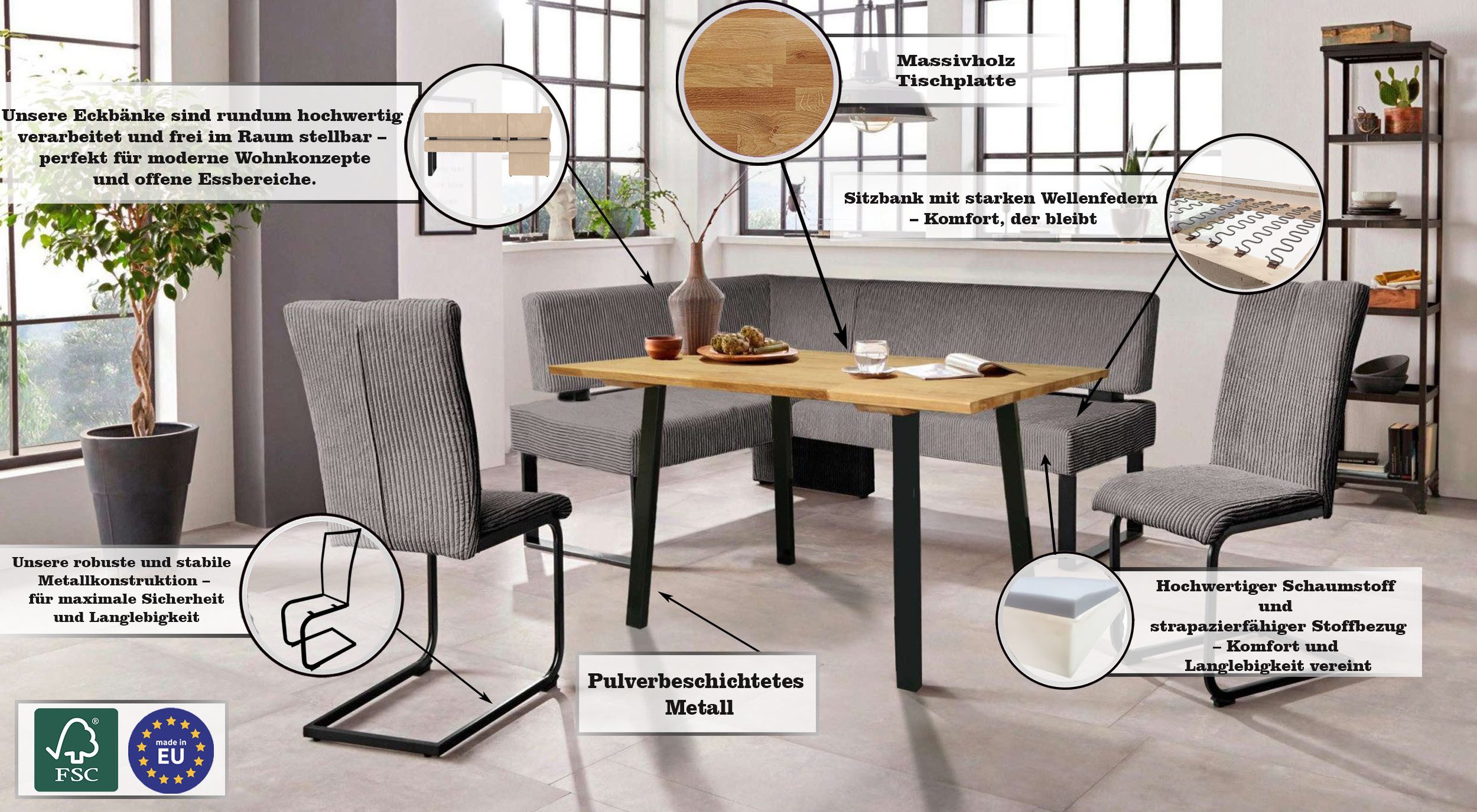 Home affaire Vrijdragende stoel Oliver Stoel belastbaar tot 120 kg (set, 2 stuks)