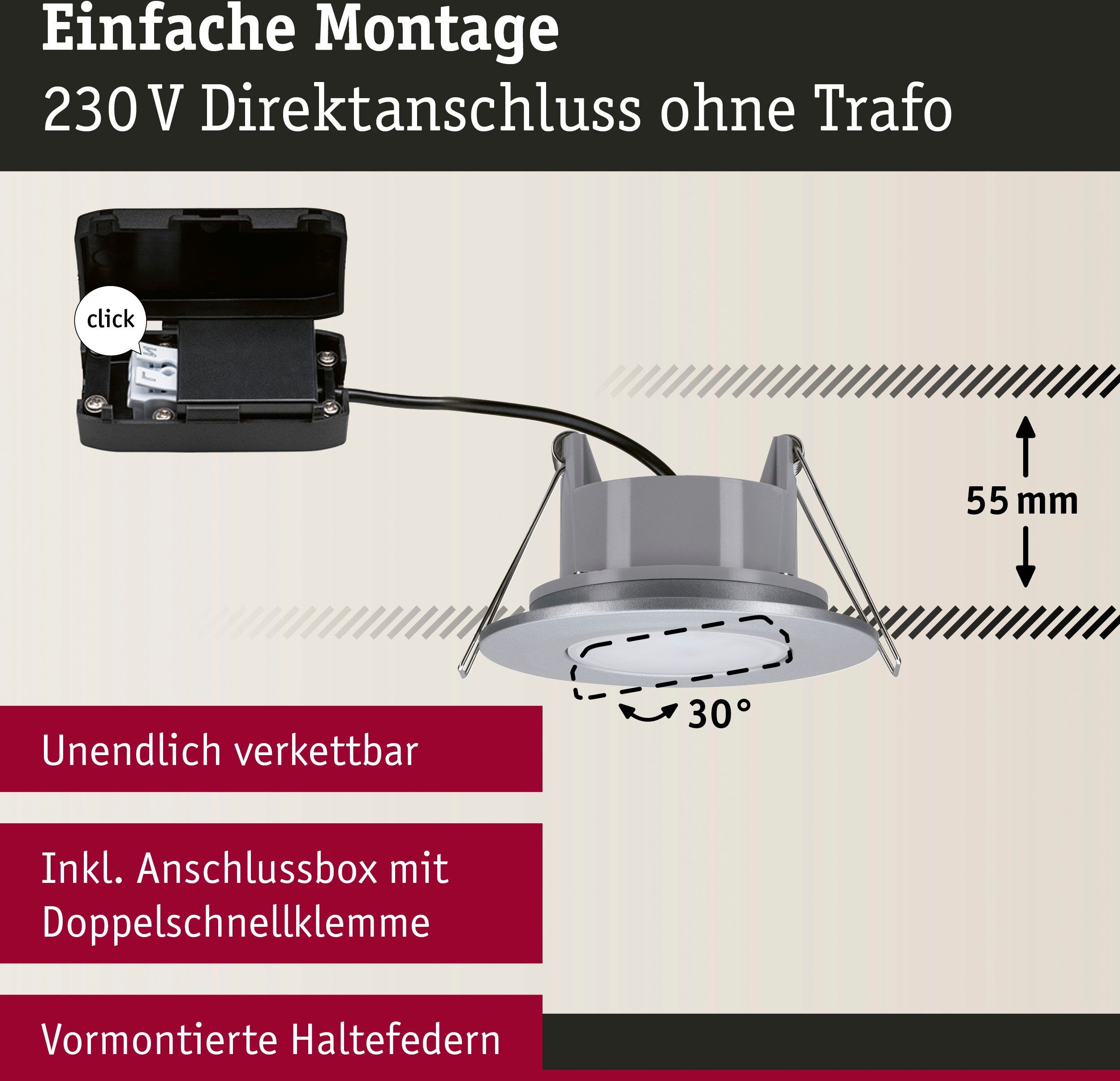 Paulmann Ledinbouwlamp Calla 1x680lm 4000K 6W 230V zwart mat