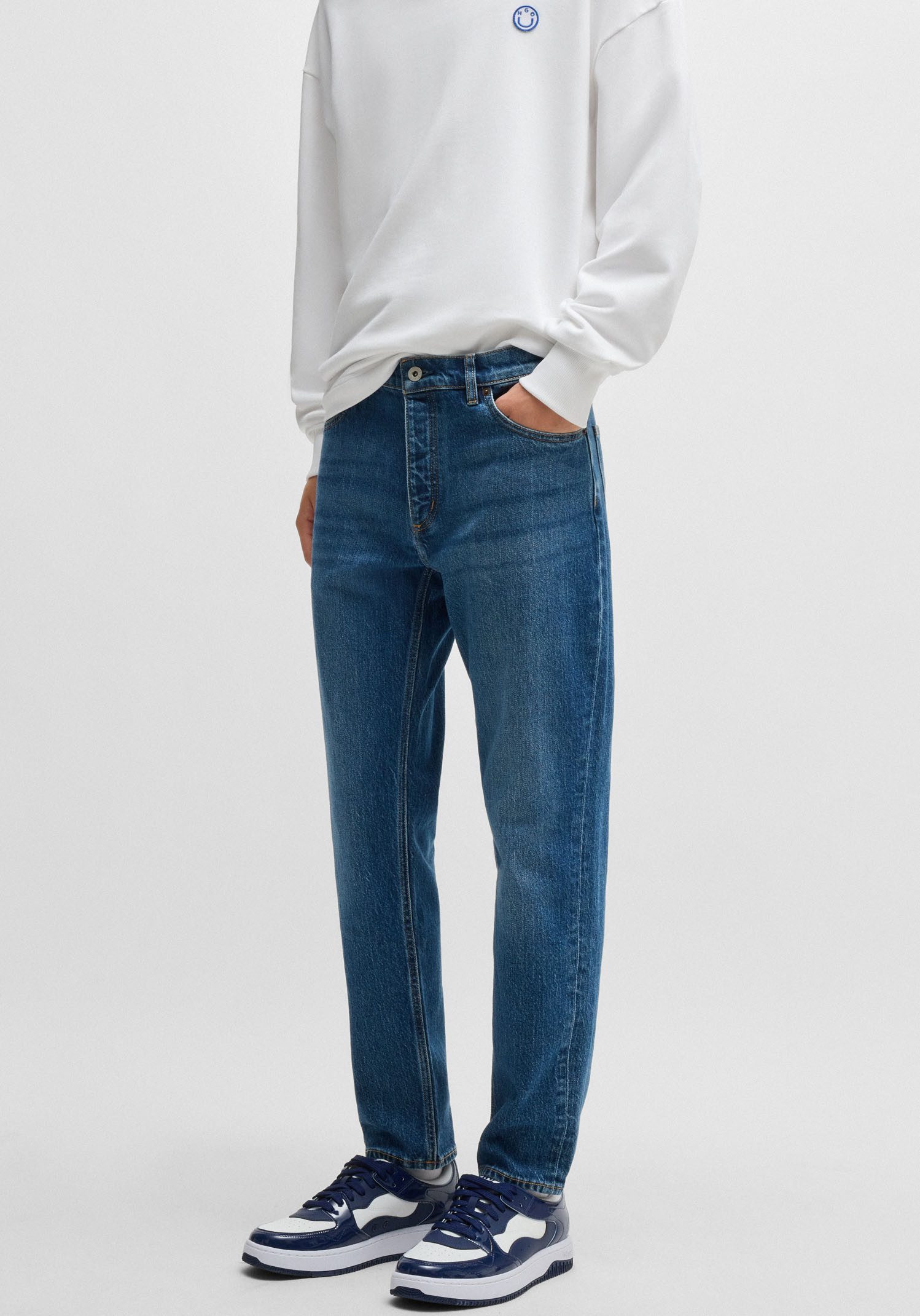 HUGO Blue Tapered jeans Brody met stone-washed-finish