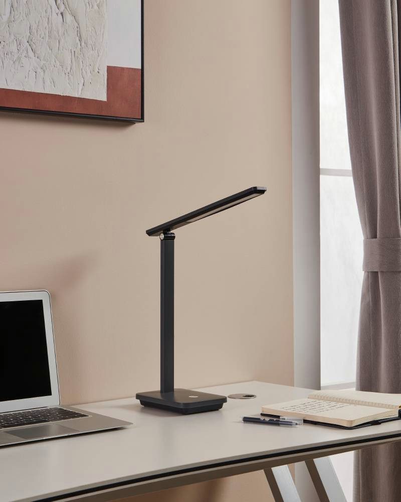EGLO Tafellamp INIESTA Nachttafellamp touch dimbaar, USB-oplaadfunctie, grijs en zwart (1 stuk)