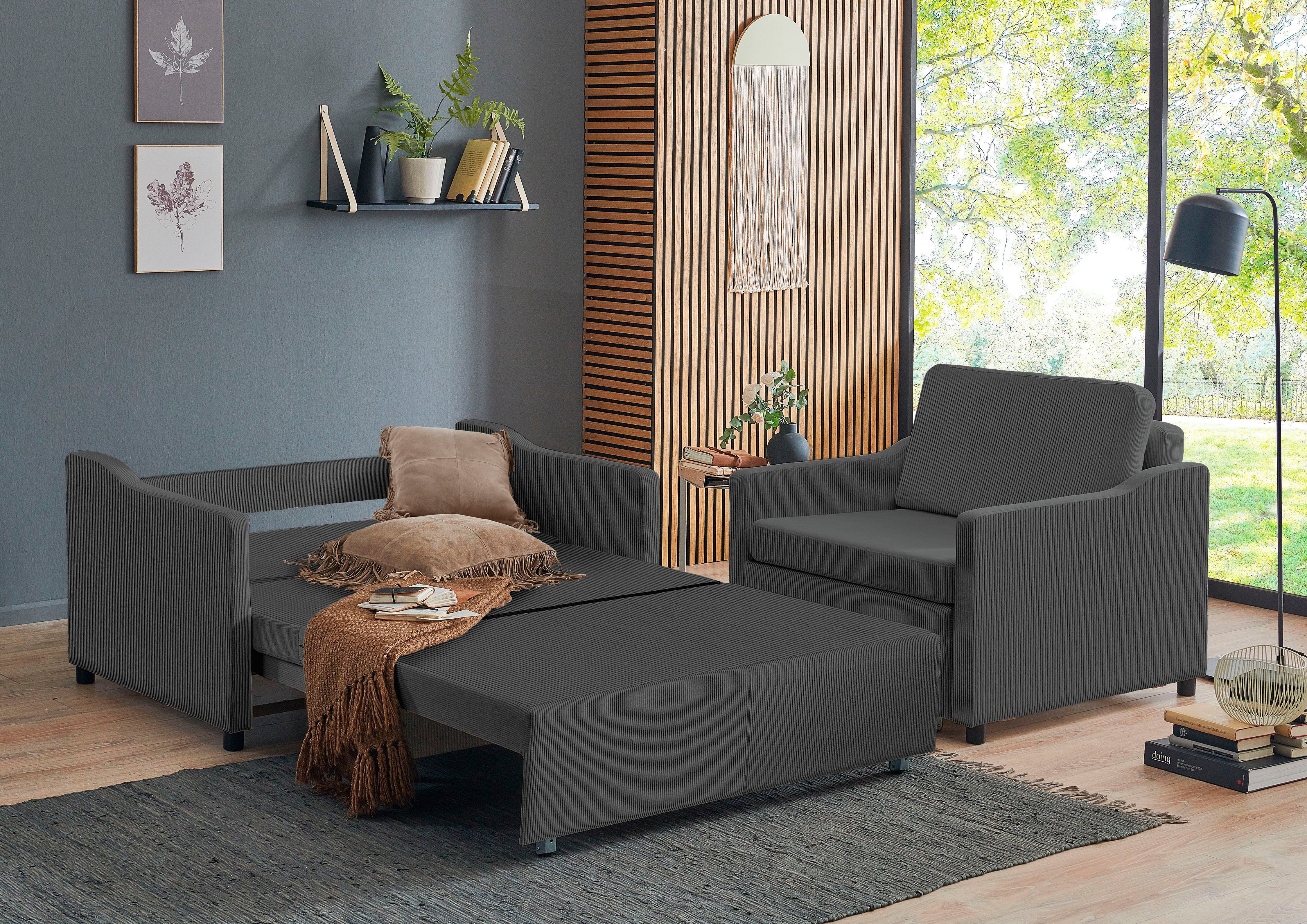 ATLANTIC home collection XXL-fauteuil Anella met cordbekleding, met slaapfunctie, vrij plaatsbaar