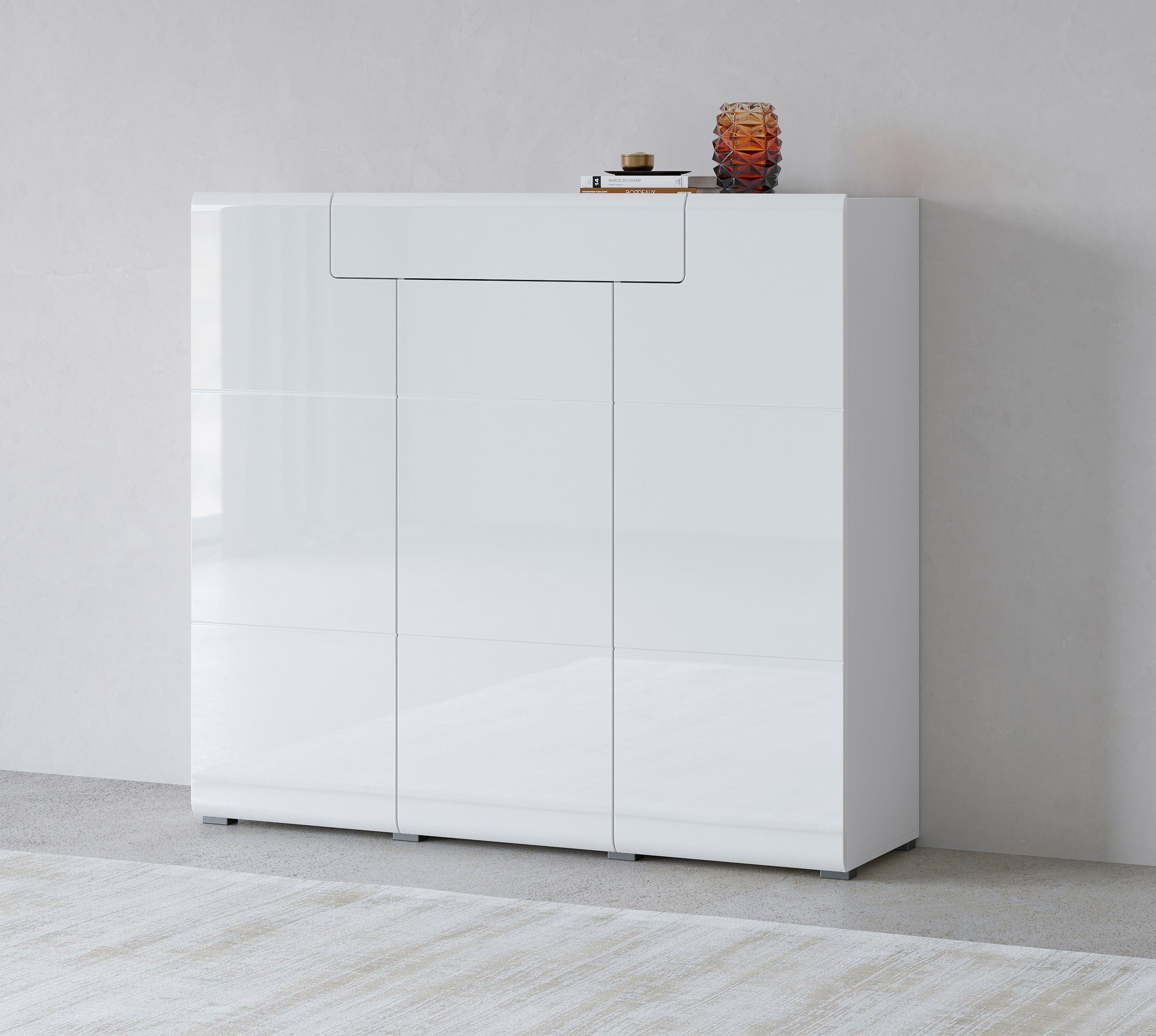 INOSIGN Highboard Toledo, breedte 147,5 cm, modieuze hoge kast met 3 deuren 1 lade highboards wit