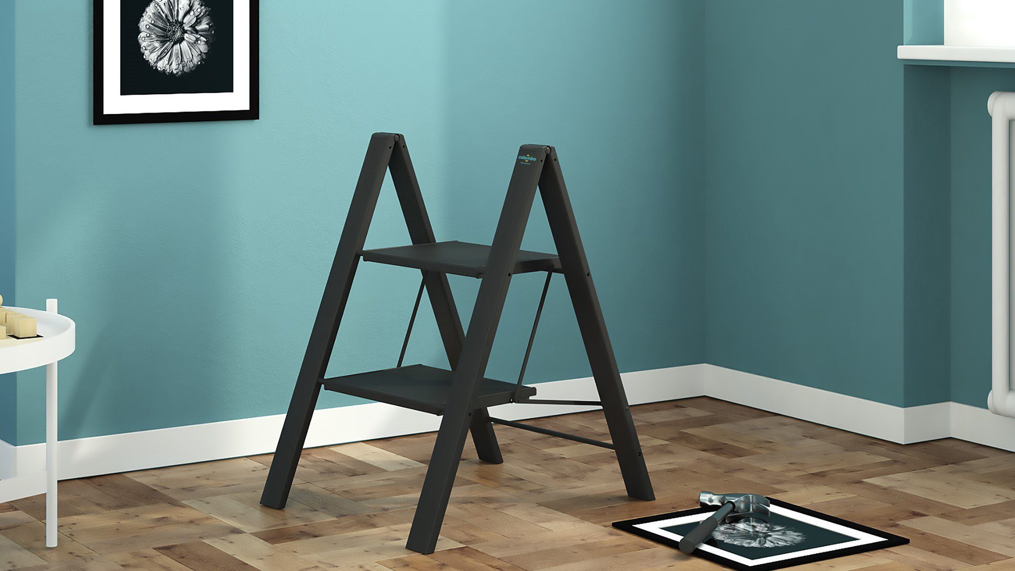 Colombo Newscal Huishoudtrapje Leonardo Black 1 2-traps, draagvermogen 150 kg, aluminium