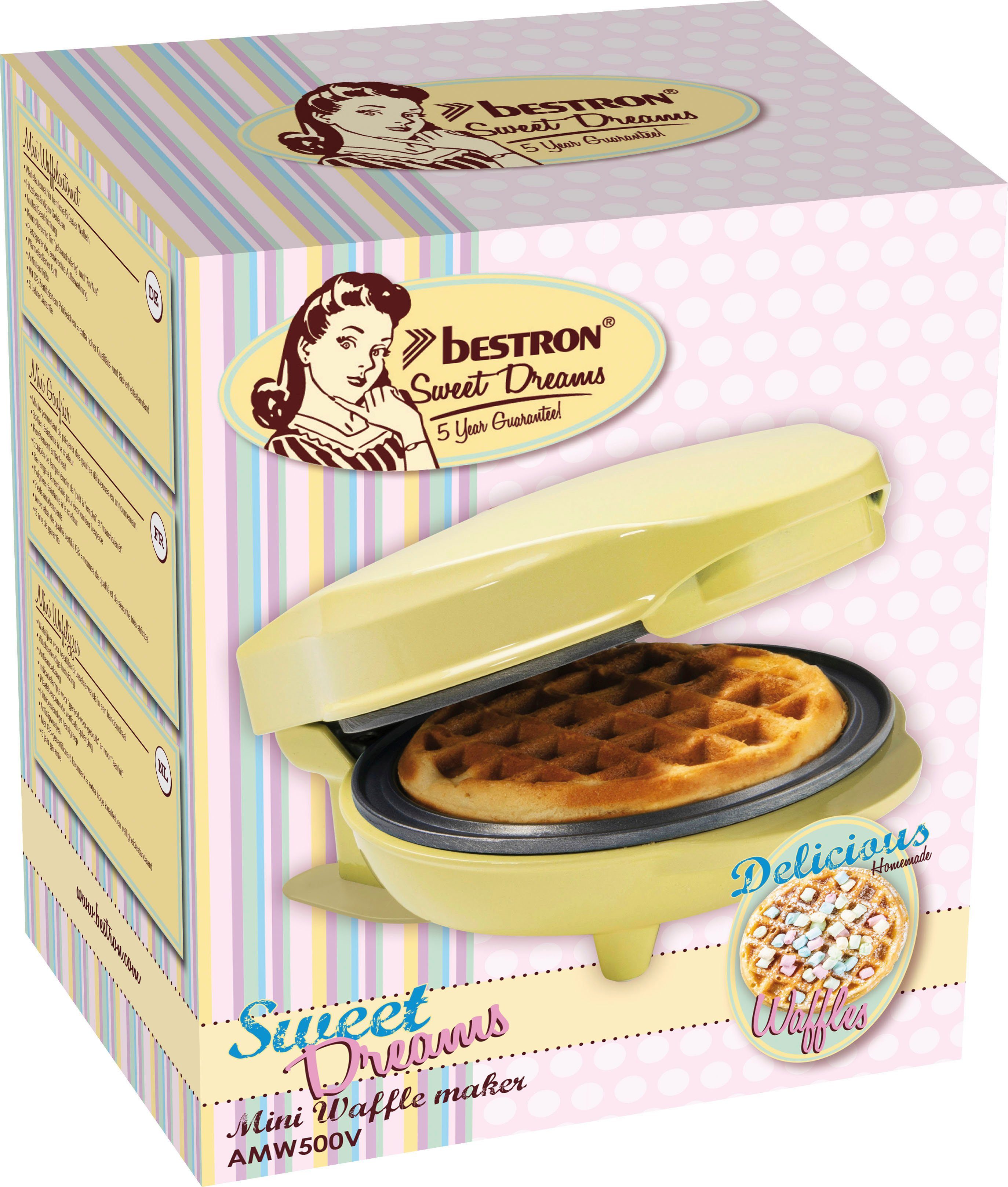 bestron Wafelijzer AMW500P Mini voor klassieke wafels, kleine wafelmaker met antiaanbaklaag