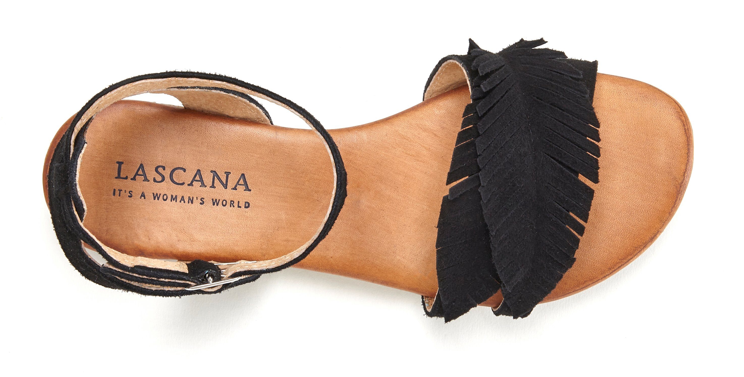 Lascana Sandalen Zomerschoen Sandalette, zomerschoen van leer met modieuze franjes