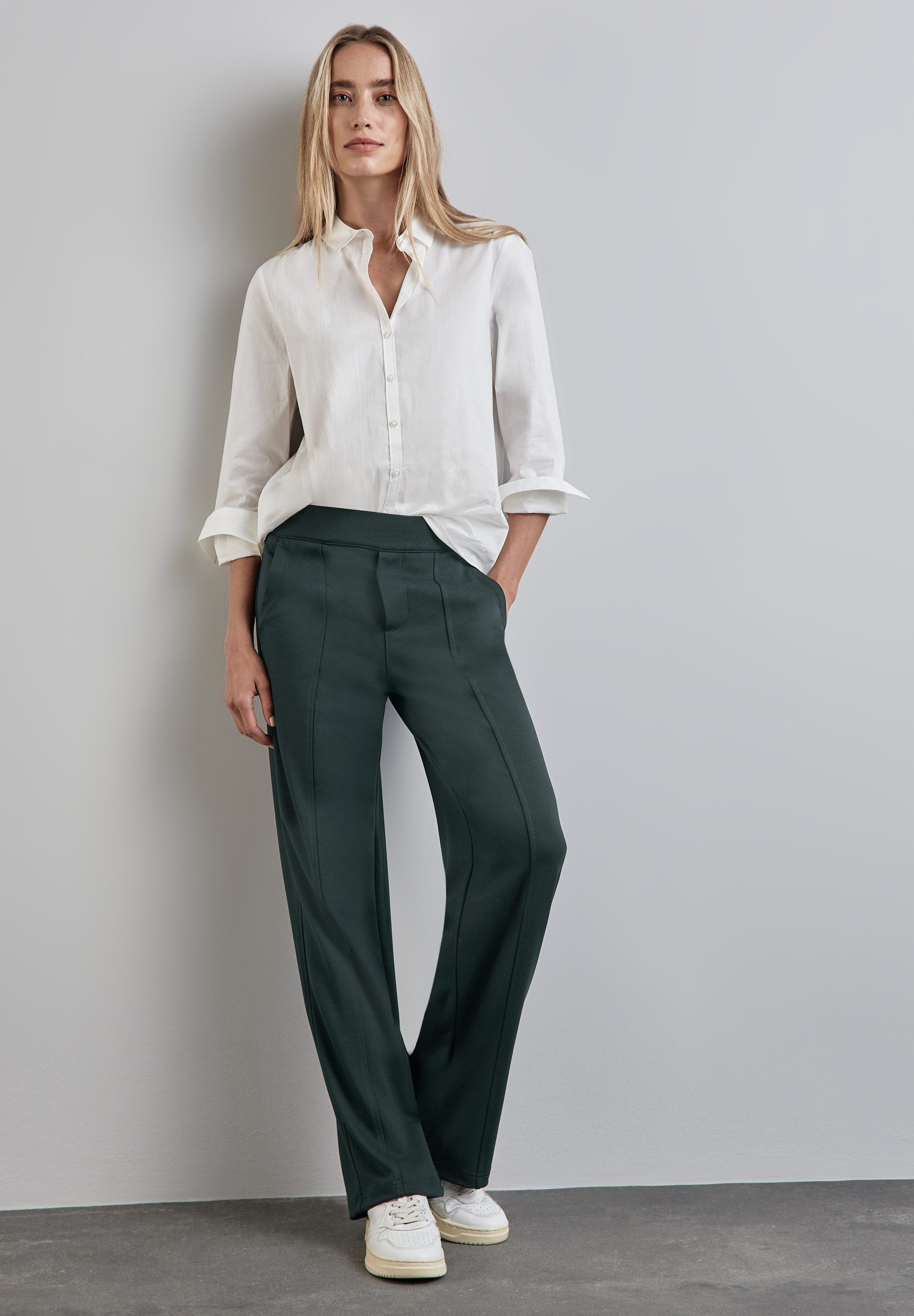 STREET ONE Taillehoge broek met deelnaden