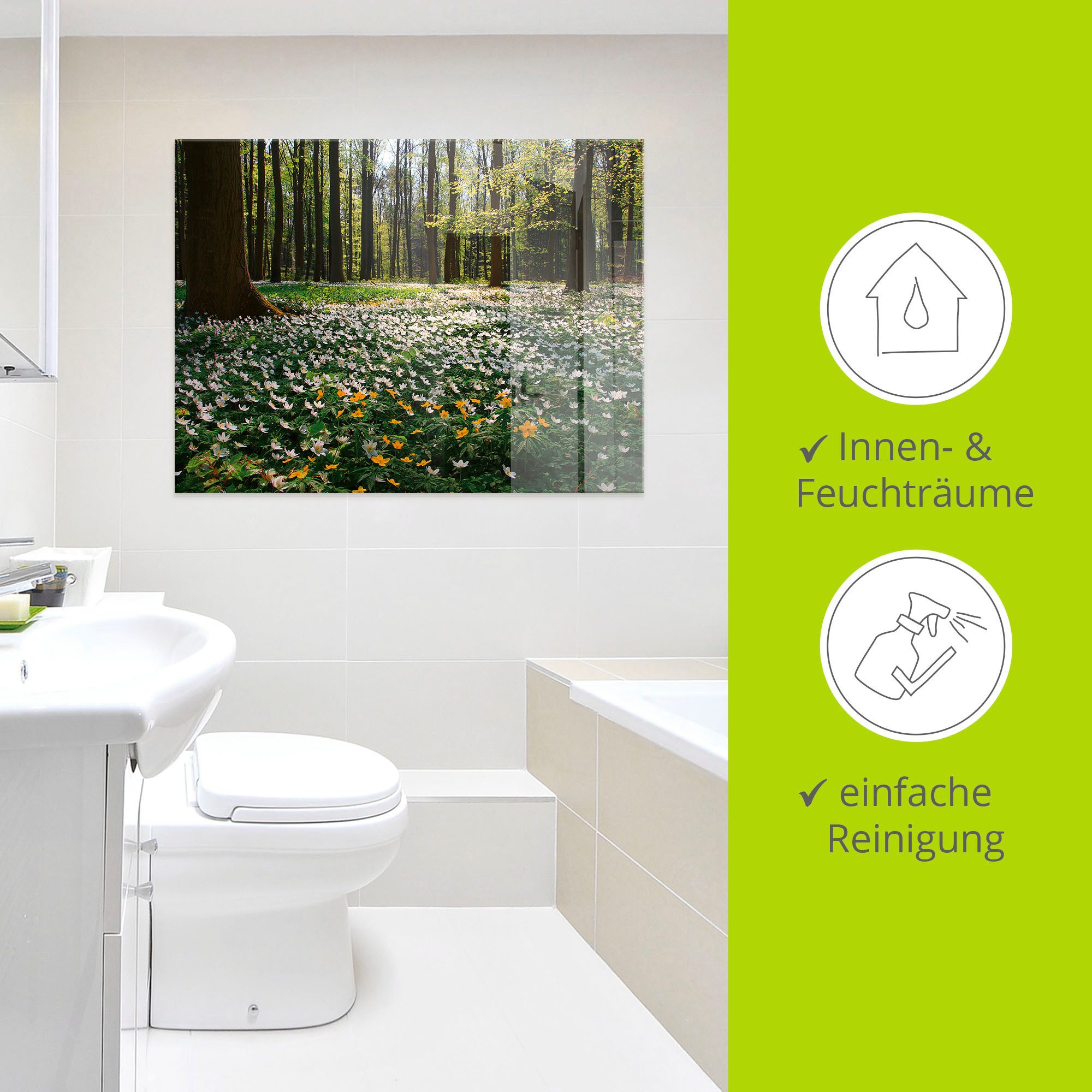 Artland Print op glas Lentebos bedekt met anemonen