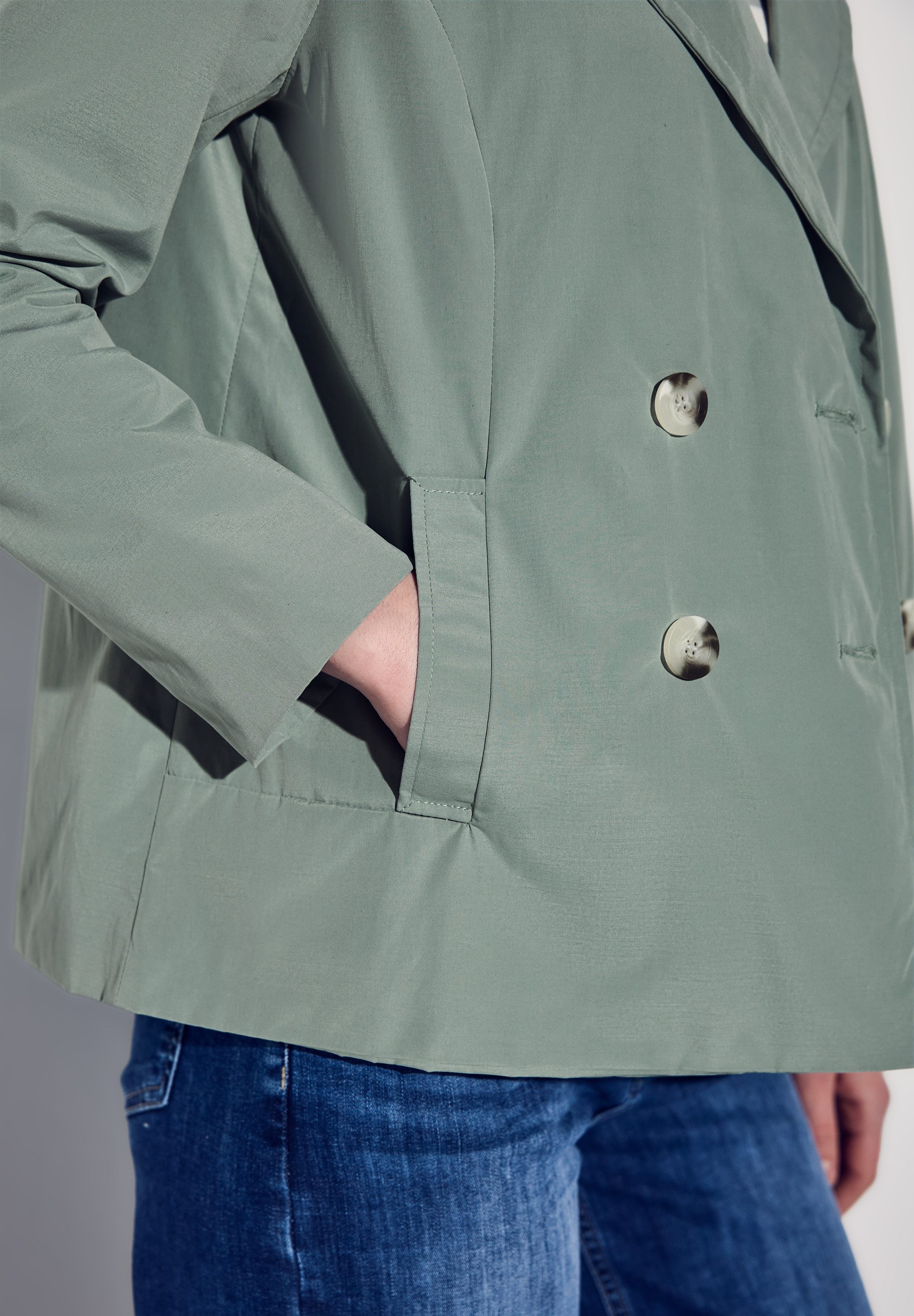 STREET ONE Trenchcoat dubbelrijig en met reverskraag