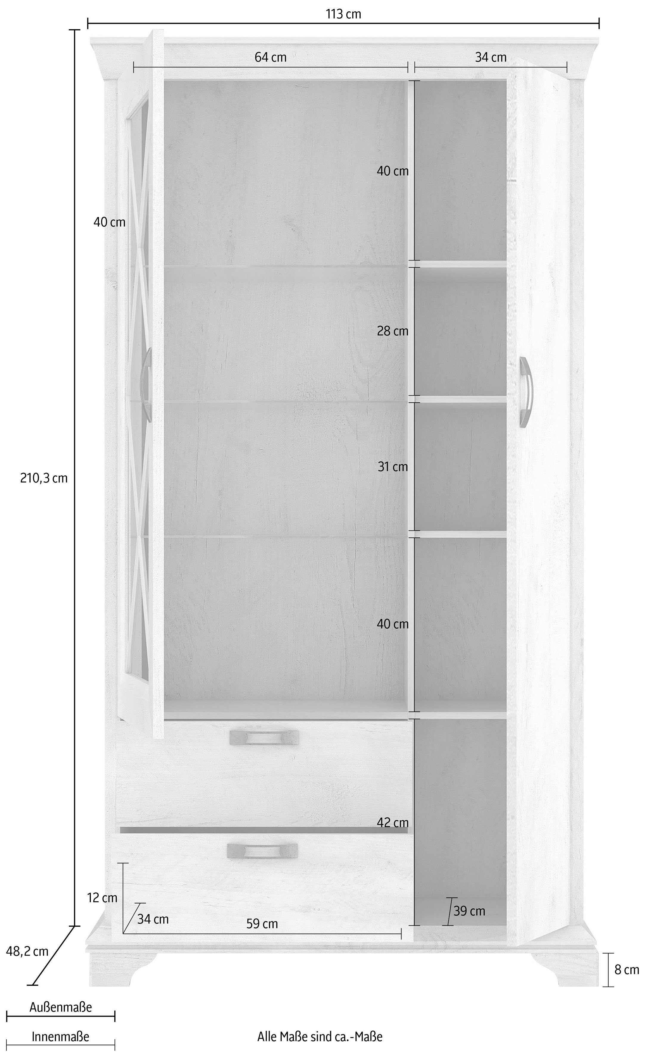 FORTE Vitrinekast Kashmir Breedte 113 cm