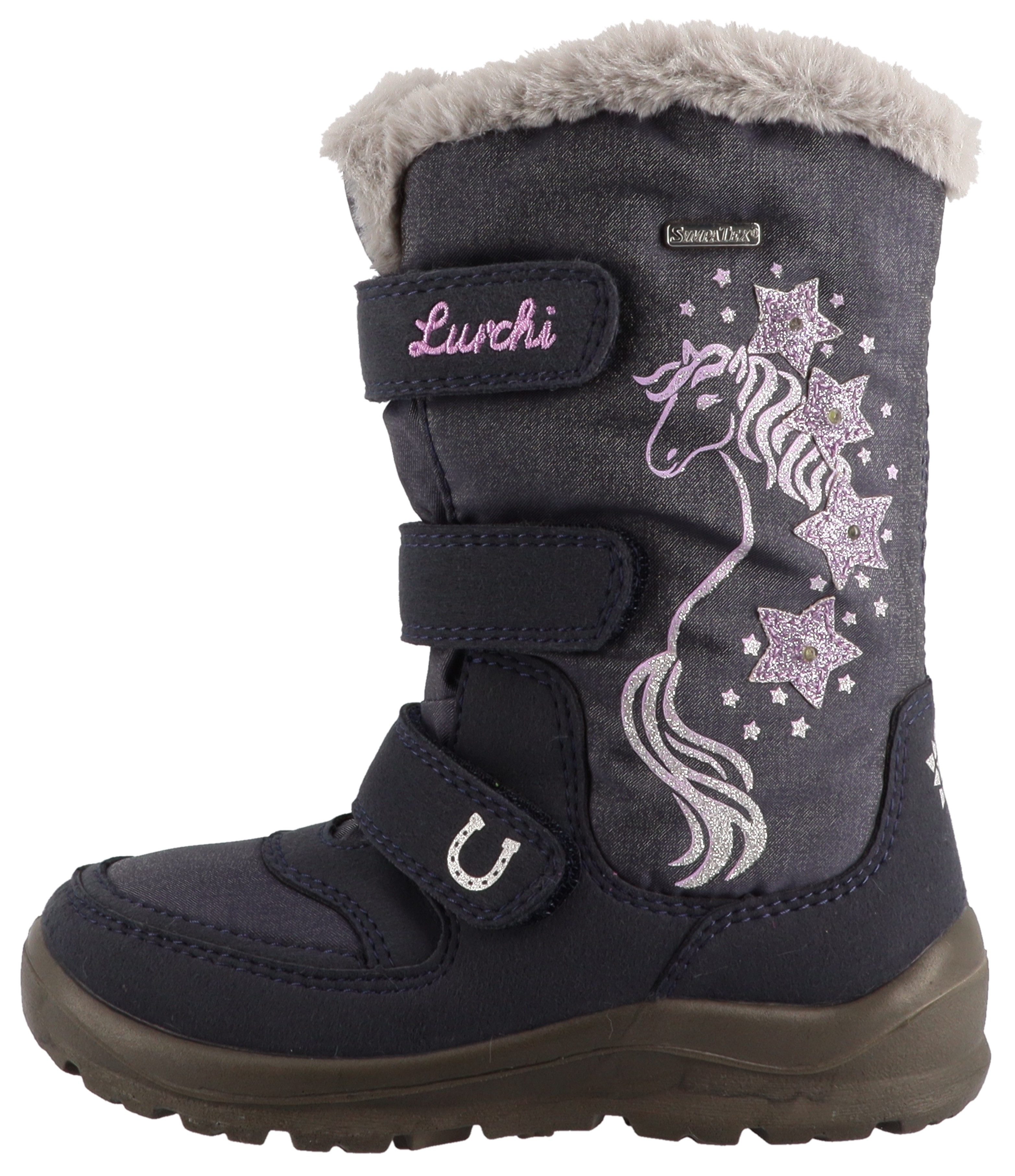 Lurchi Winterlaarzen Kiomi SYMPATEX Klittenbandboots met glitter, maatsjabloon om te downloaden