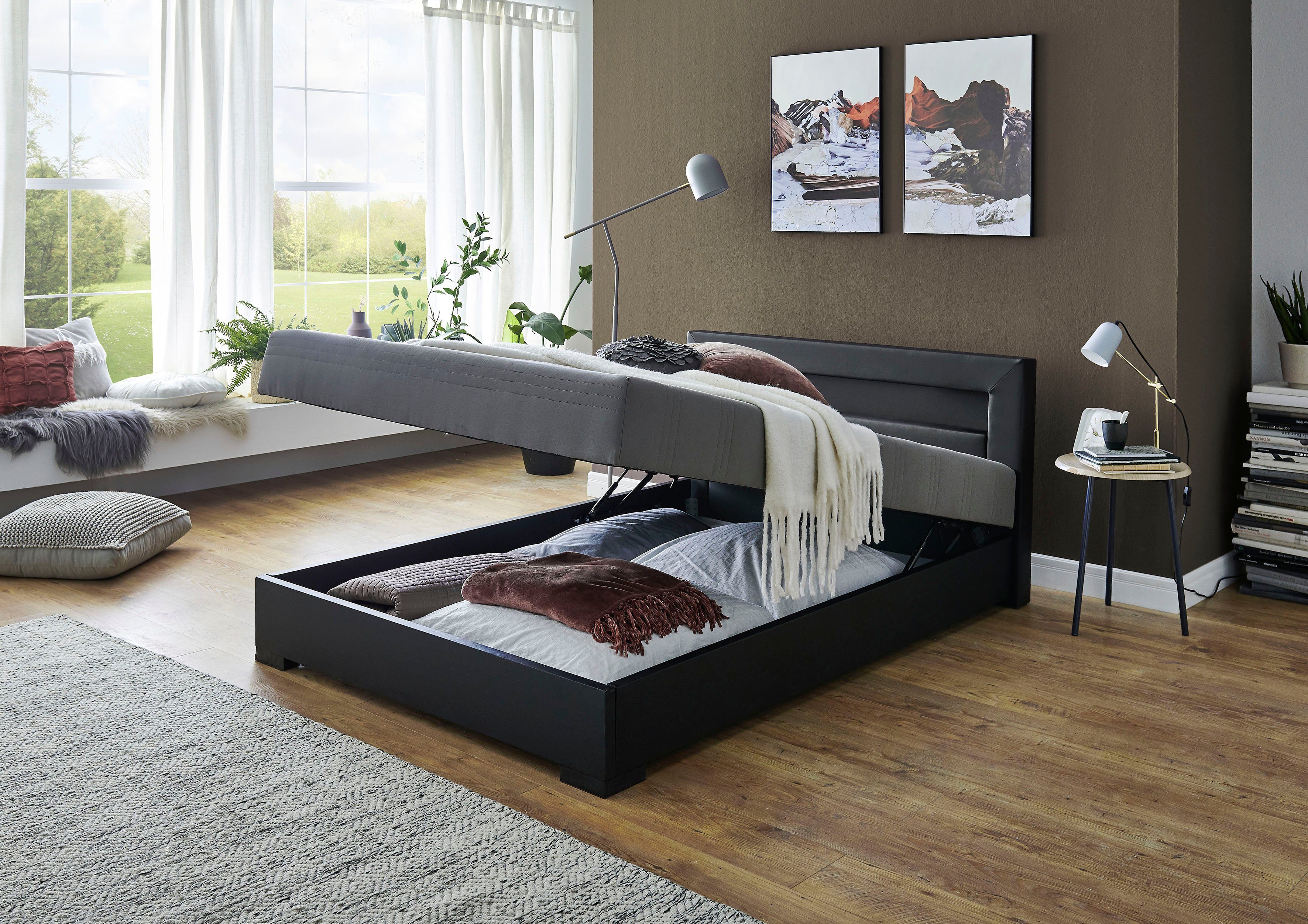 Relita Gestoffeerd bed MINA Bekleed bed 140x200 cm, naar keuze in wit, zwart of grijs
