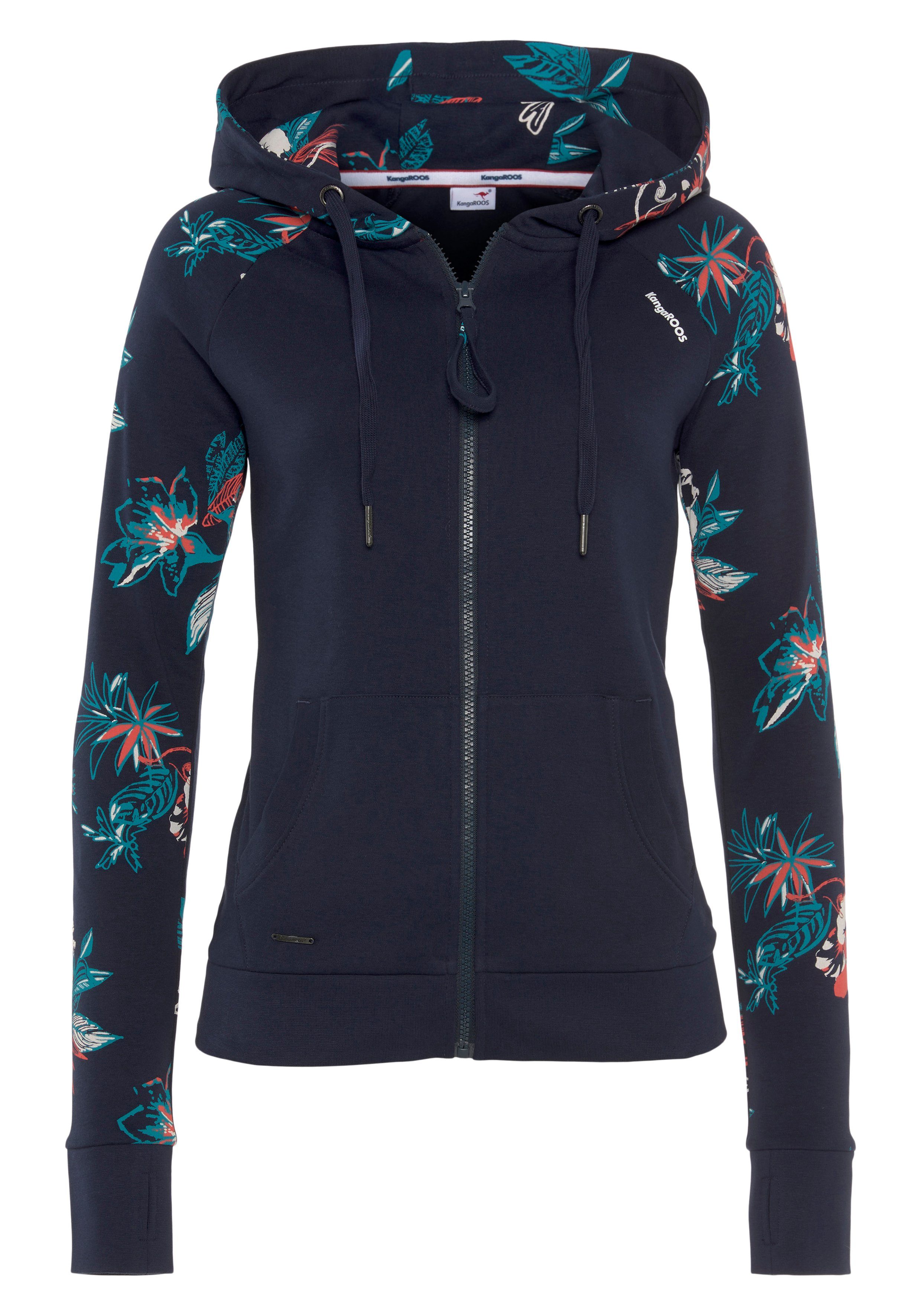 KangaROOS Capuchonsweatvest met bloemenprint in hawaï-look