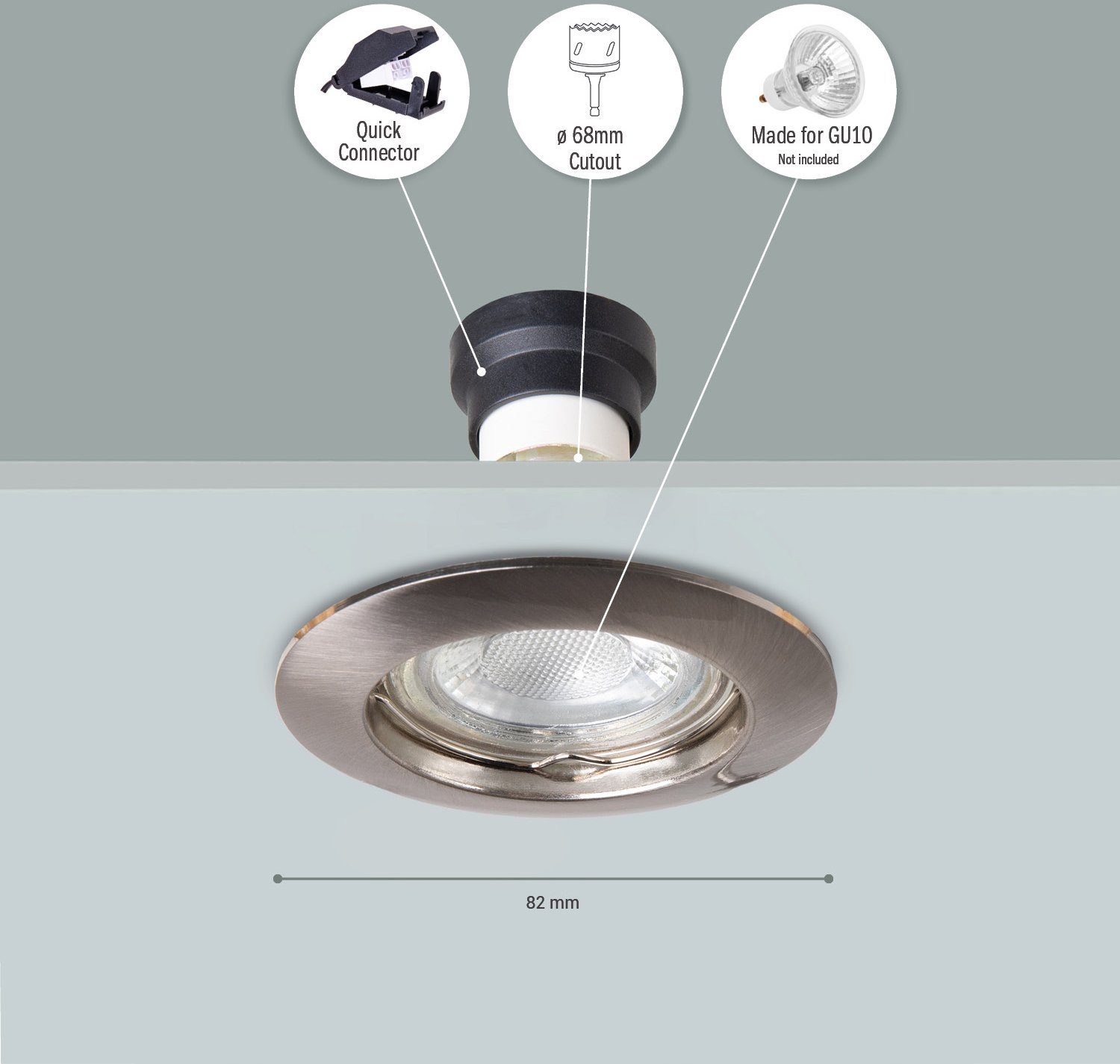 Paco Home Inbouwlamp Klara Inbouwspot spot onderbouwlamp vlak 6-delige set GU10