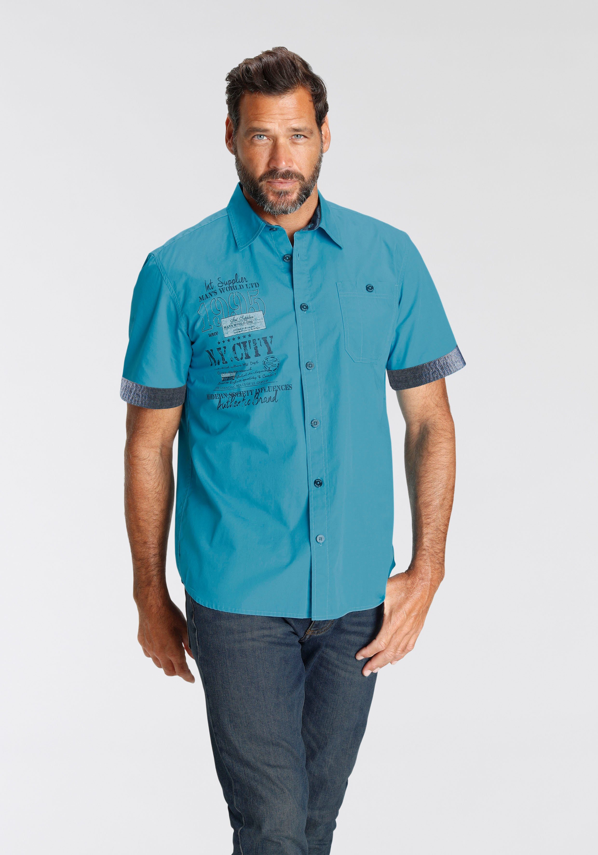 Man's World Overhemd met korte mouwen met print