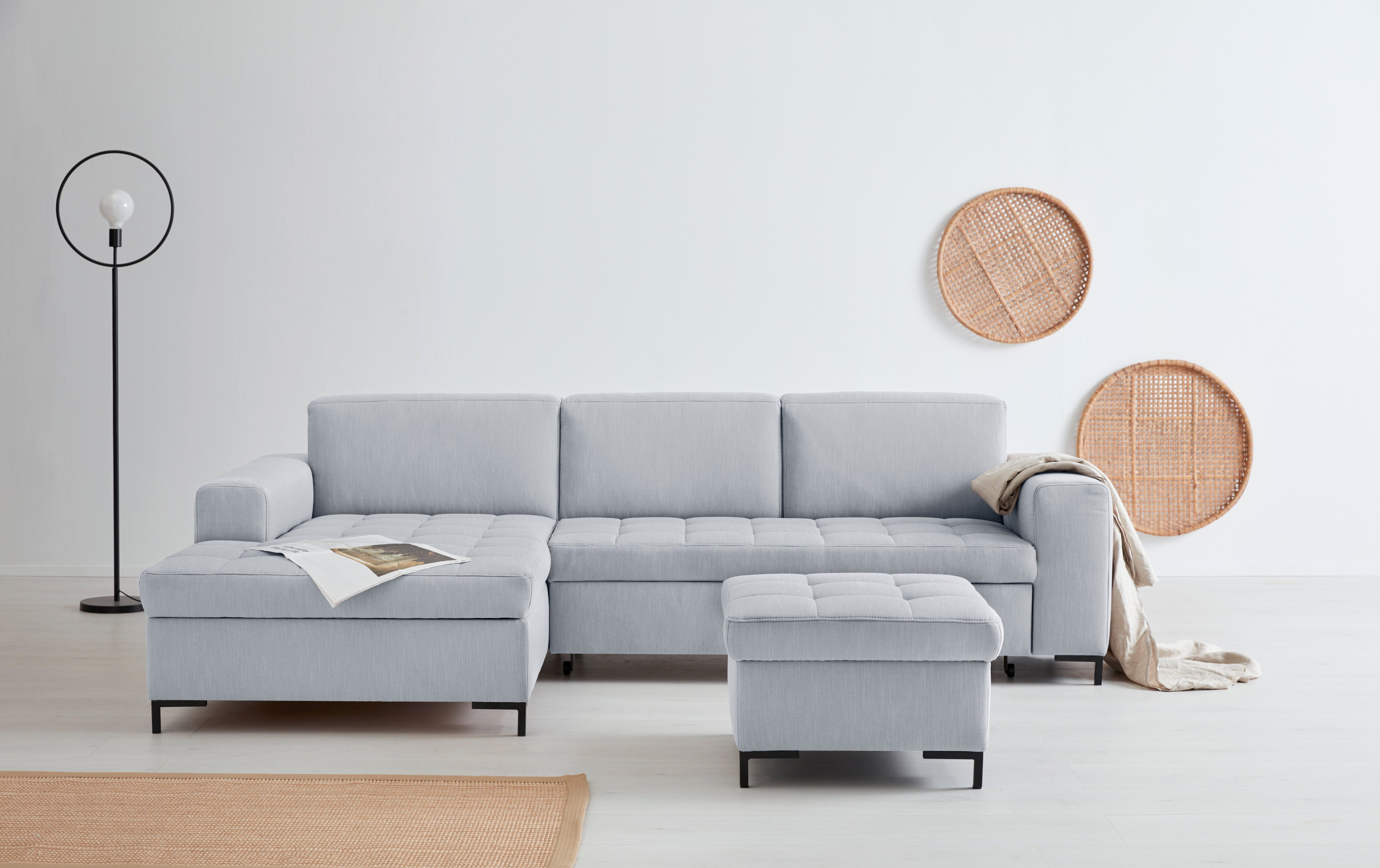 OTTO products Hocker Grazzo hoogwaardige stoffen van gerecycled materiaal, stiksels op de zitting