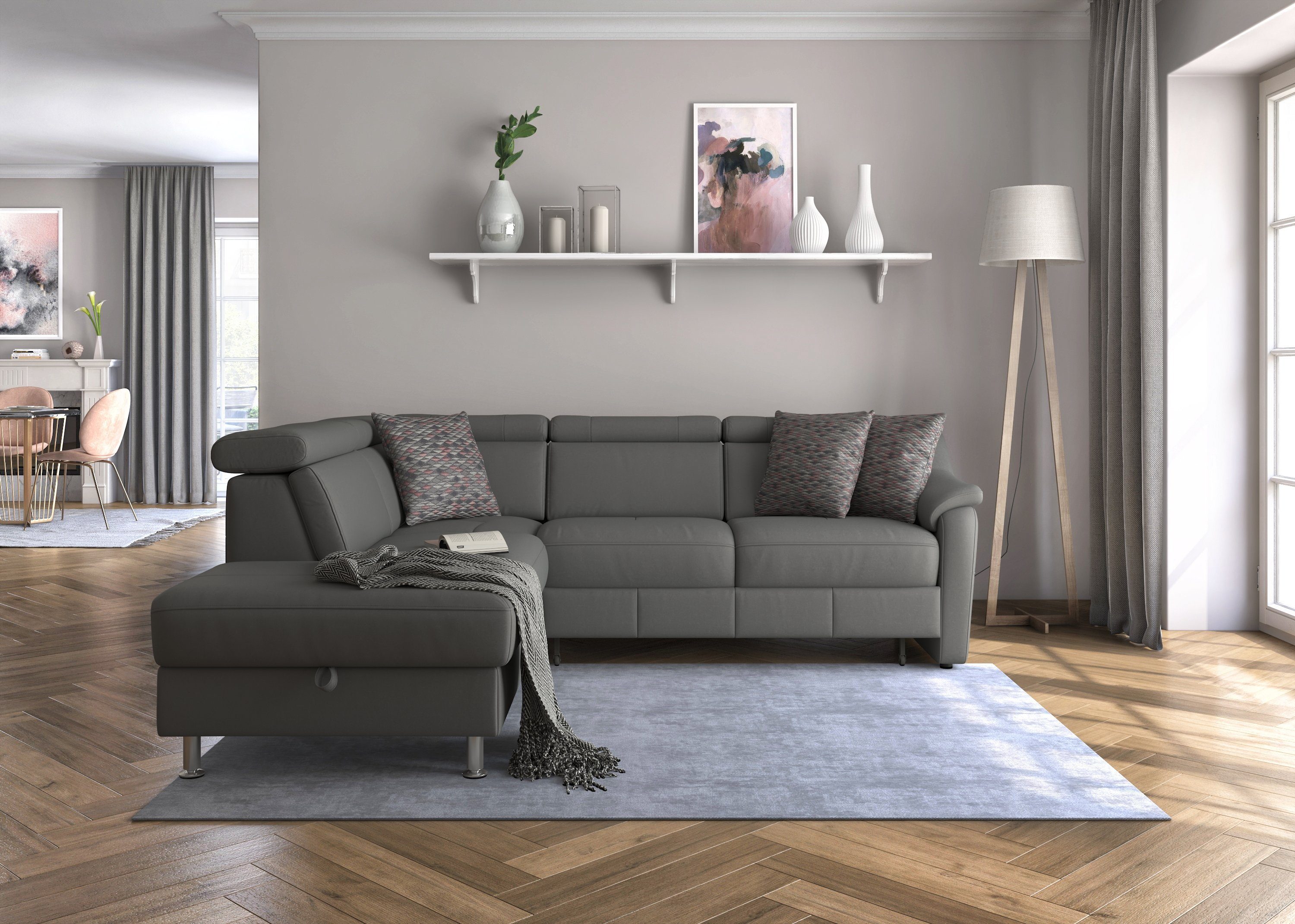 sit&more Hoekbank Freetown L-vorm met verstelbare hoofdsteun en comfortabele binnenvering