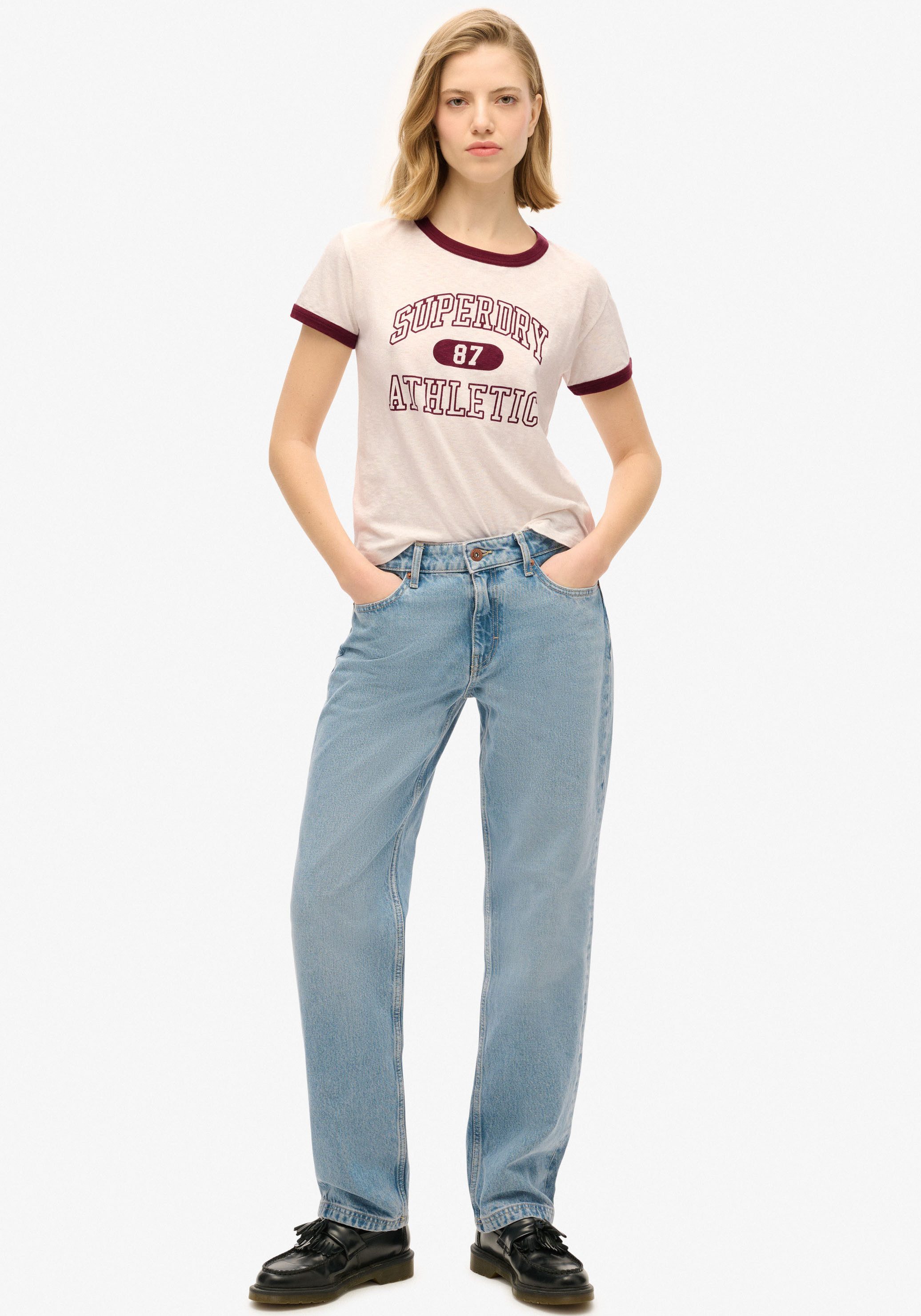 Superdry Shirt met print ATHLETIC RINGER FITTED TSHIRT