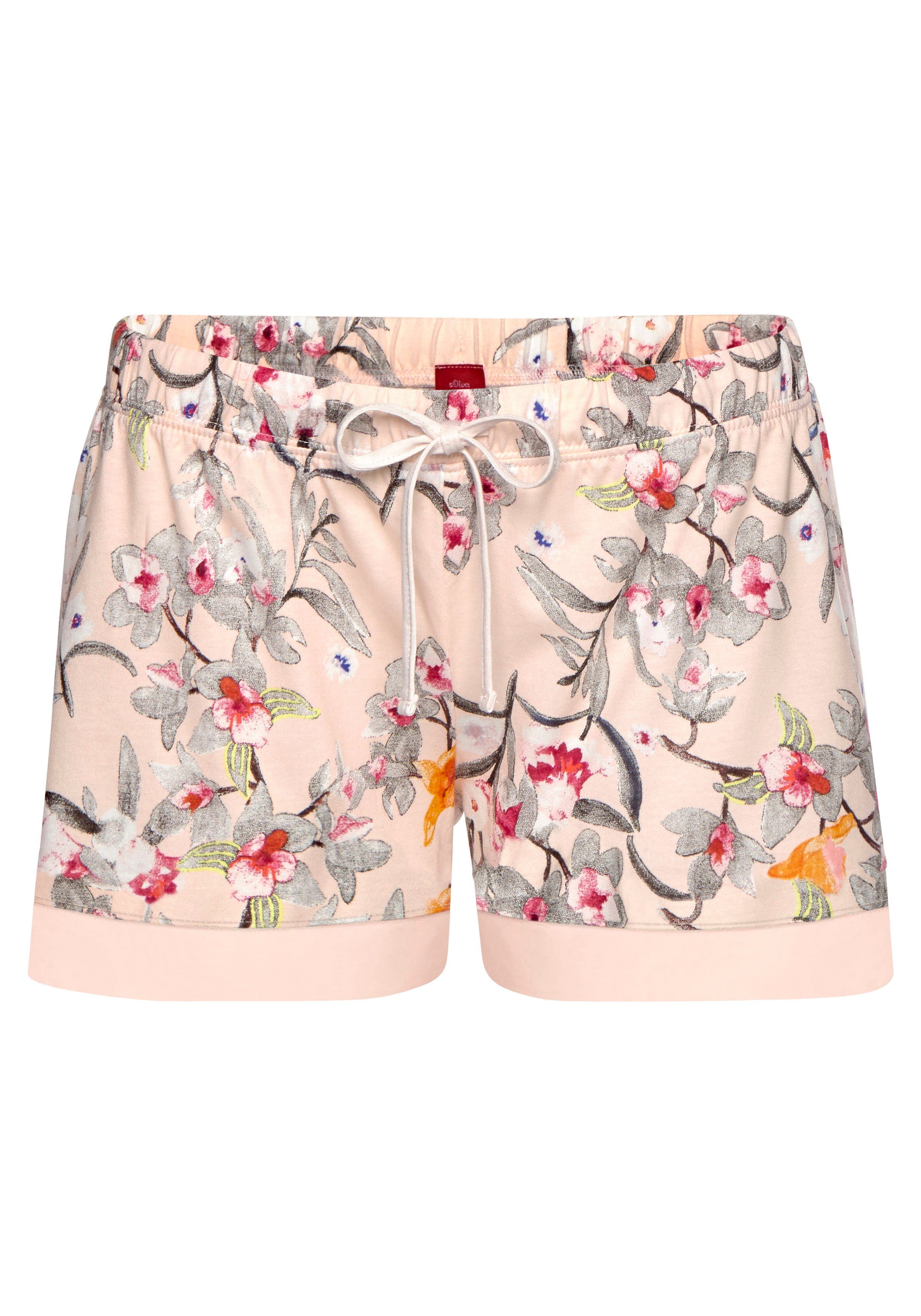s.Oliver RED LABEL Beachwear Shortama Shortama met bloemmotief (2-delig, 1 stuk)