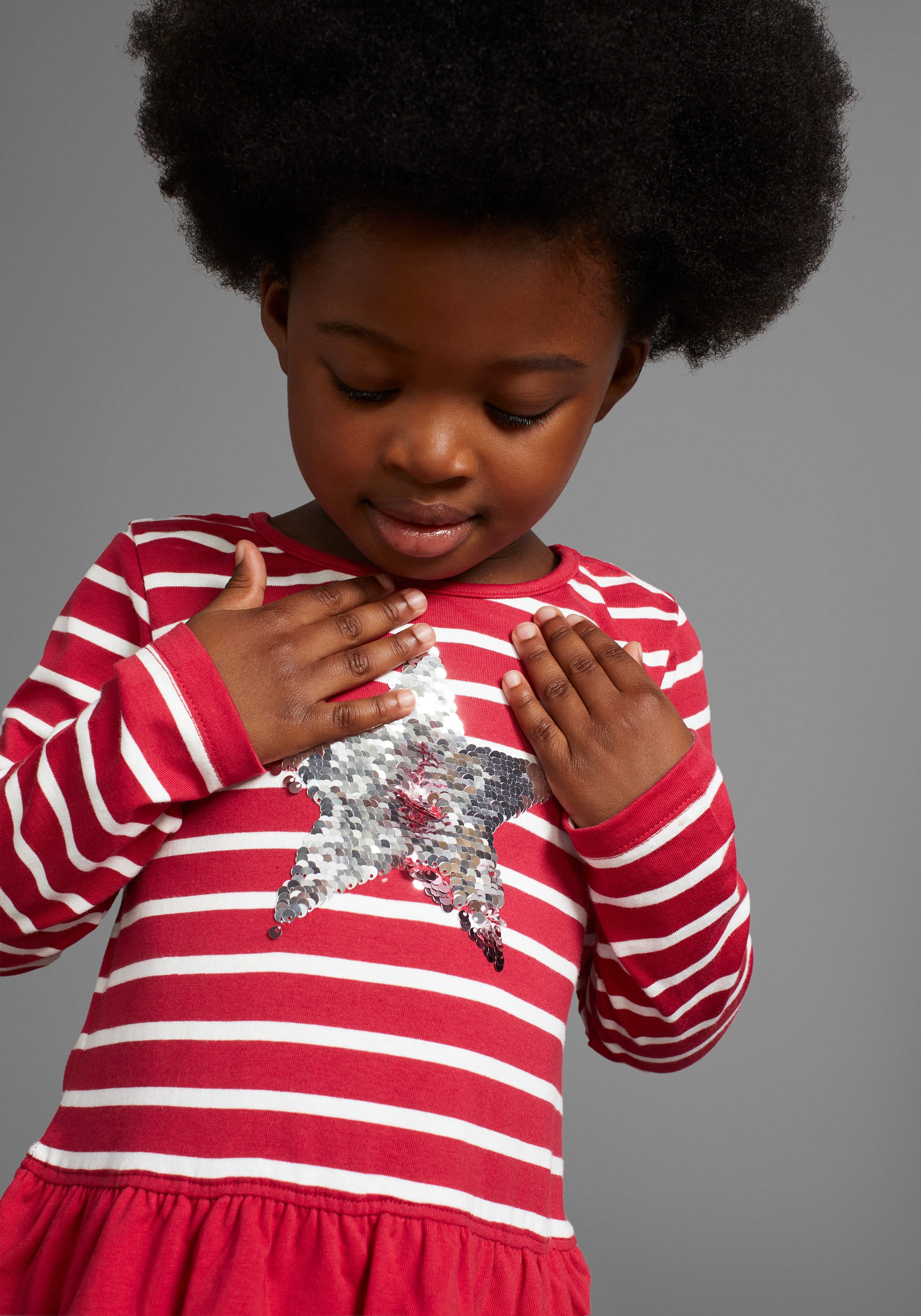 KIDSWORLD Jerseyjurk Voor kleine meisjes voor feesten en speciale gelegenheden, knie-vrije lengte, modieuze stijl
