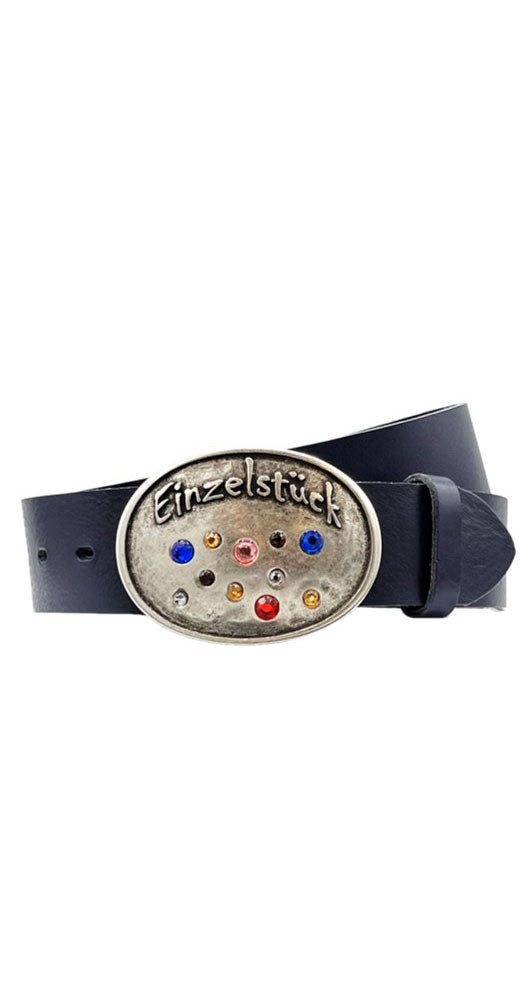 RETTUNGSRING by showroom 019° Leren riem dames brede riemen maat 80 blauw