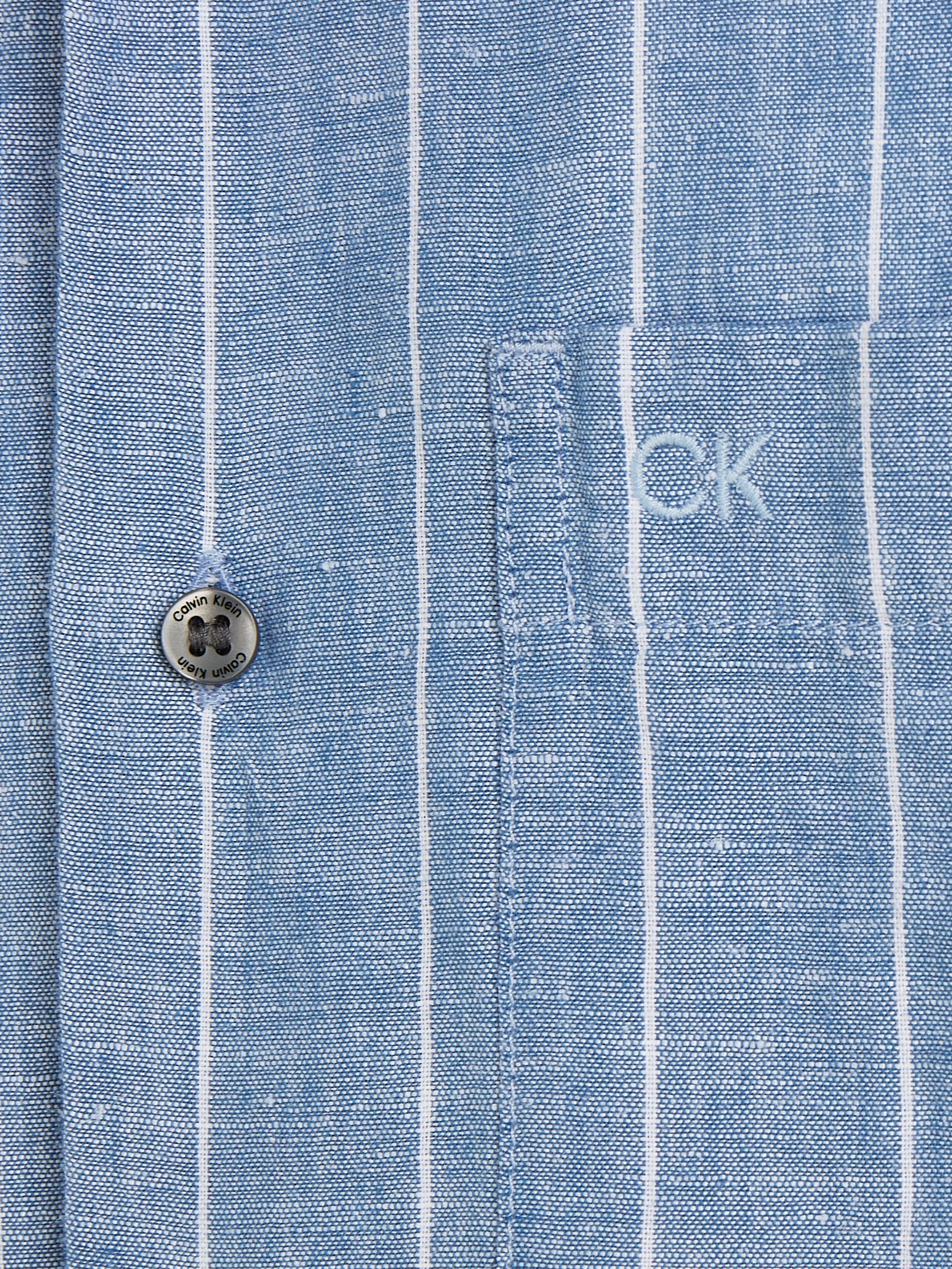 Calvin Klein Overhemd met korte mouwen LINEN COTTON STRIPE S/S SHIRT