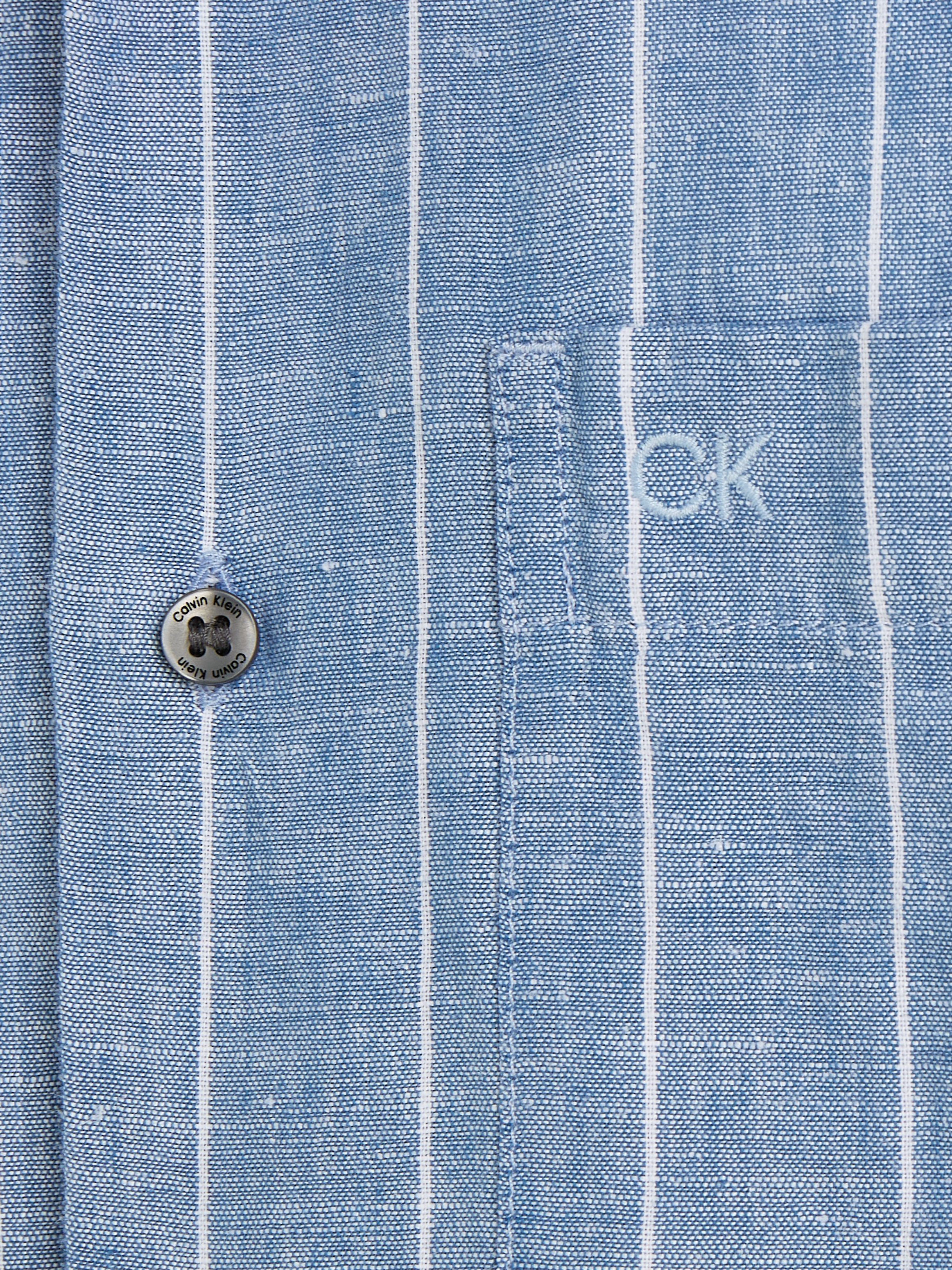 Calvin Klein Overhemd met korte mouwen LINEN COTTON STRIPE S S SHIRT