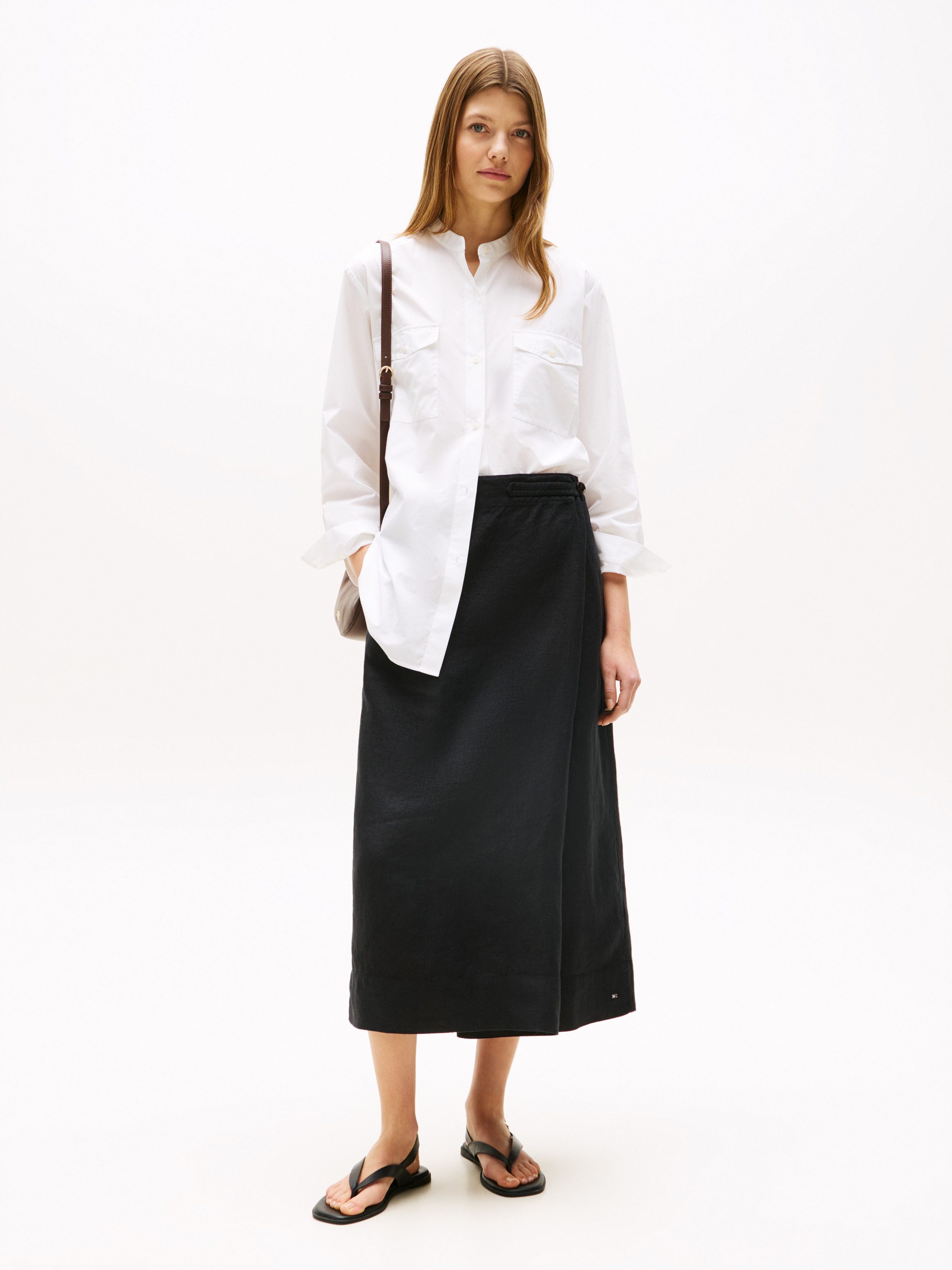 Tommy Hilfiger Wikkelrok ESS LINEN KNEE WRAP SKIRT