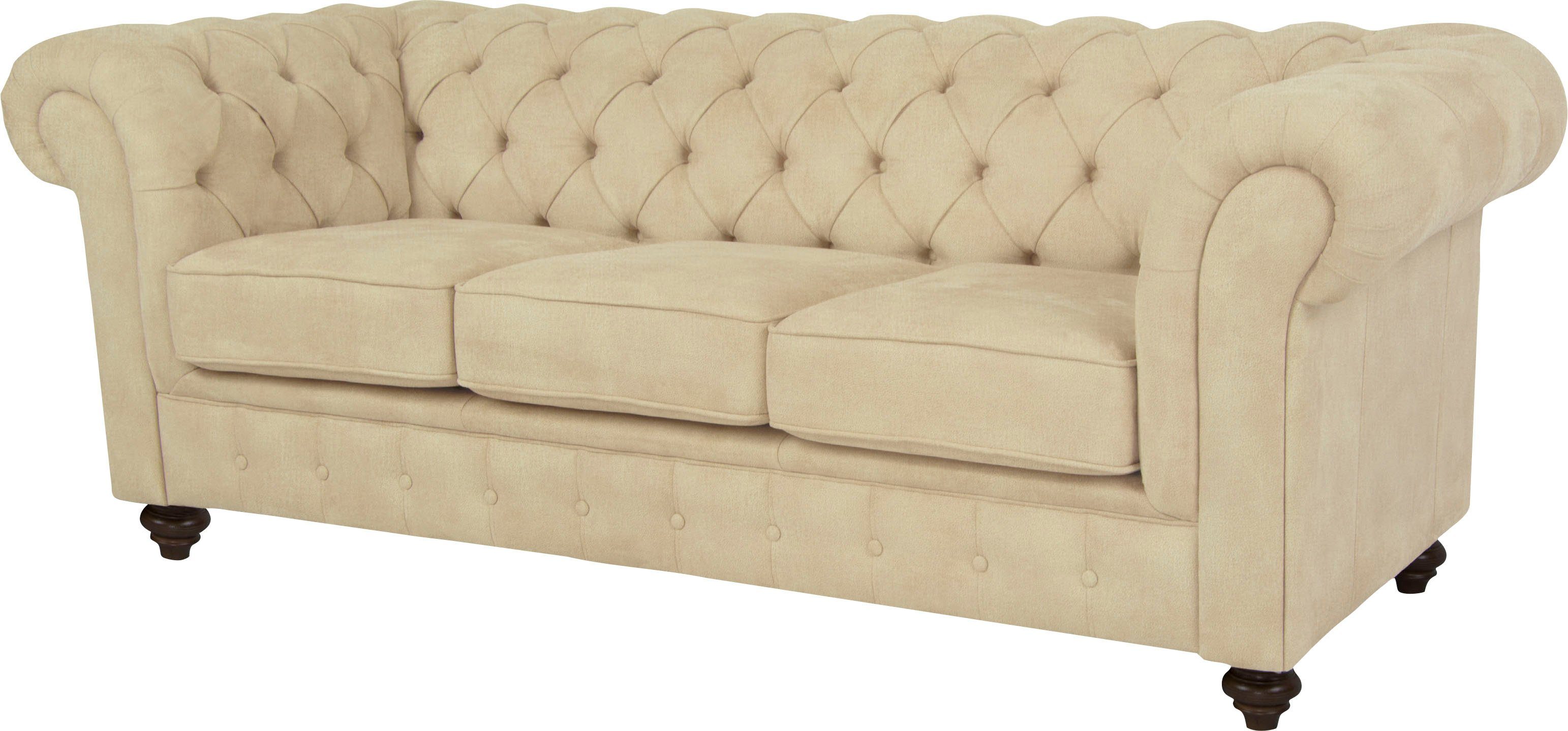 Home affaire Chesterfield-bank Duc 3-zits hoogwaardige capitonnage achter, fluwelige look met changerende look