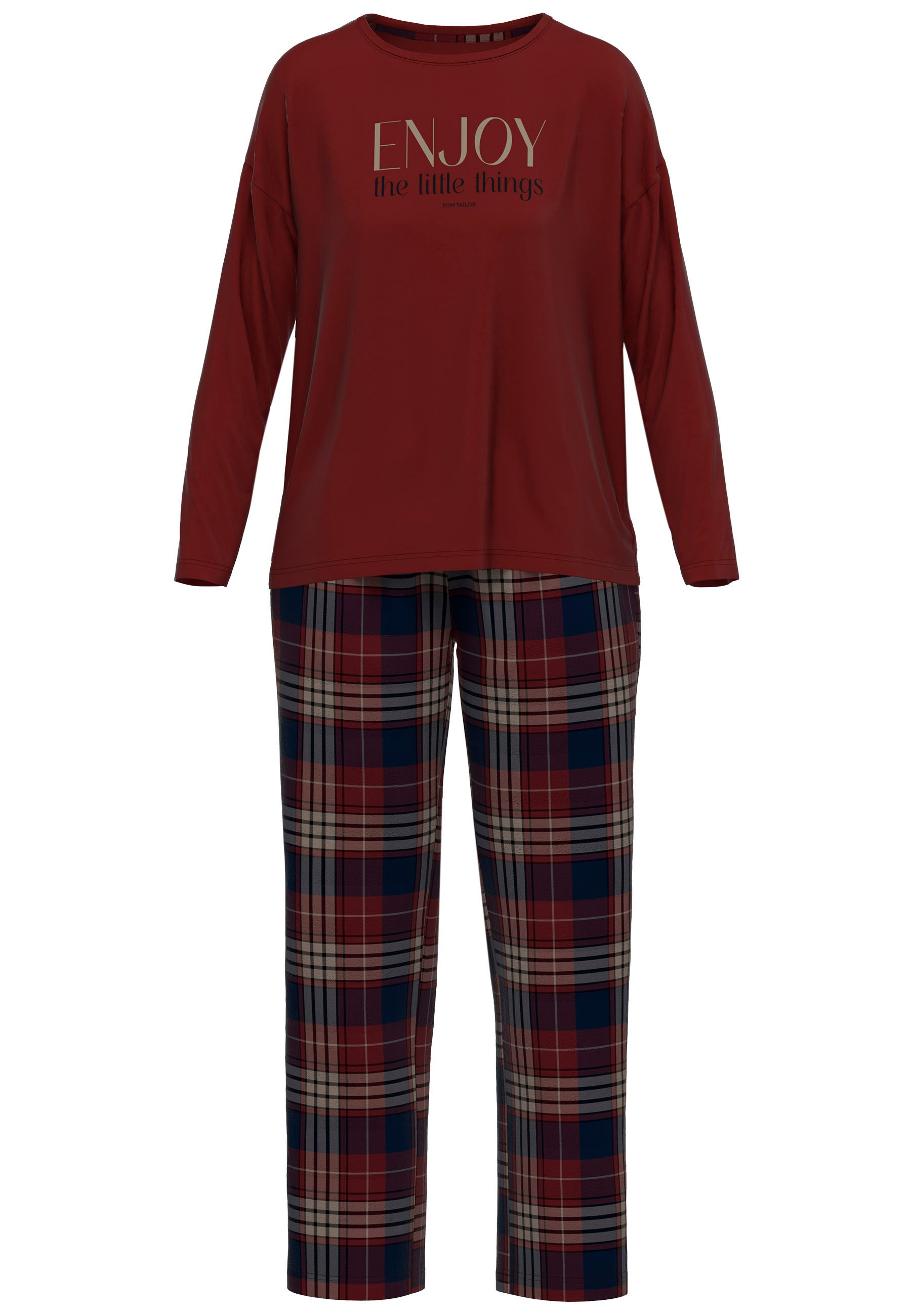 Tom Tailor Pyjama Xanthi Ronde hals, broek geruit, lange mouwen