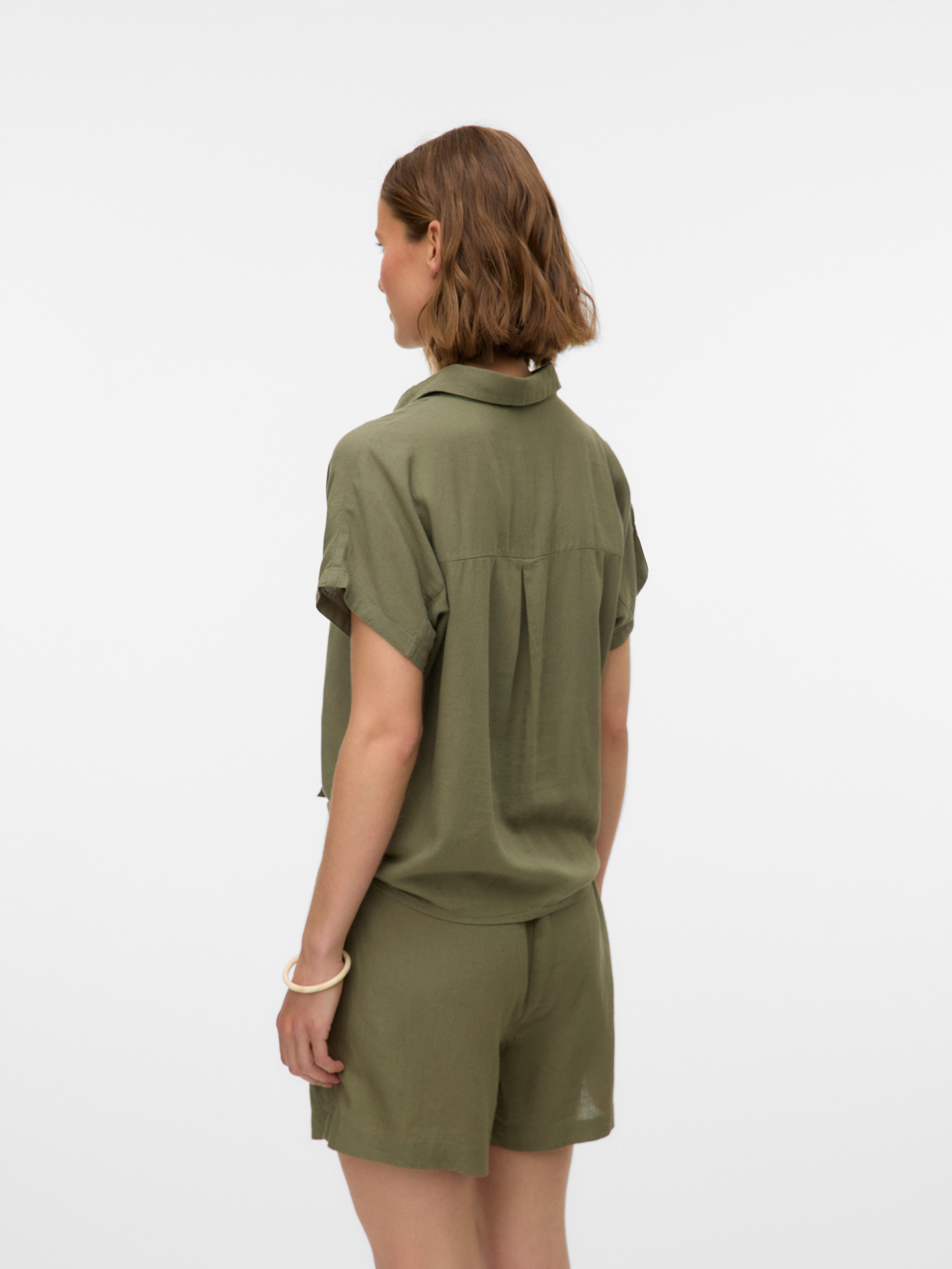 Vero Moda Blouse met korte mouwen VMTHEA SS TIE SHIRT WVN NOOS
