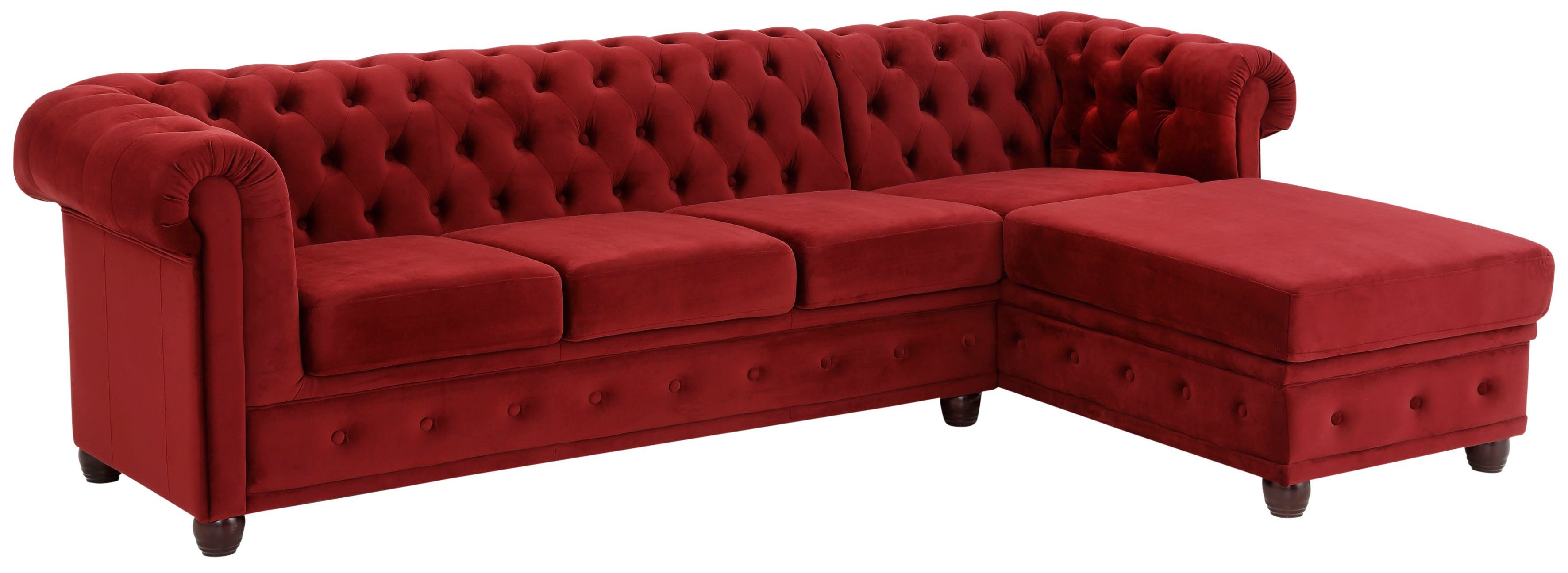 Home affaire Chesterfield-bank New Castle L-vorm hoogwaardige capitonnage in chesterfield-design, bxdxh: 255(171x72)