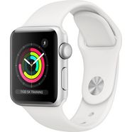 apple watch series 3 gps, aluminium kast met sportbandje 38 mm inclusief oplaadstation (magnetische oplaadkabel) zilver