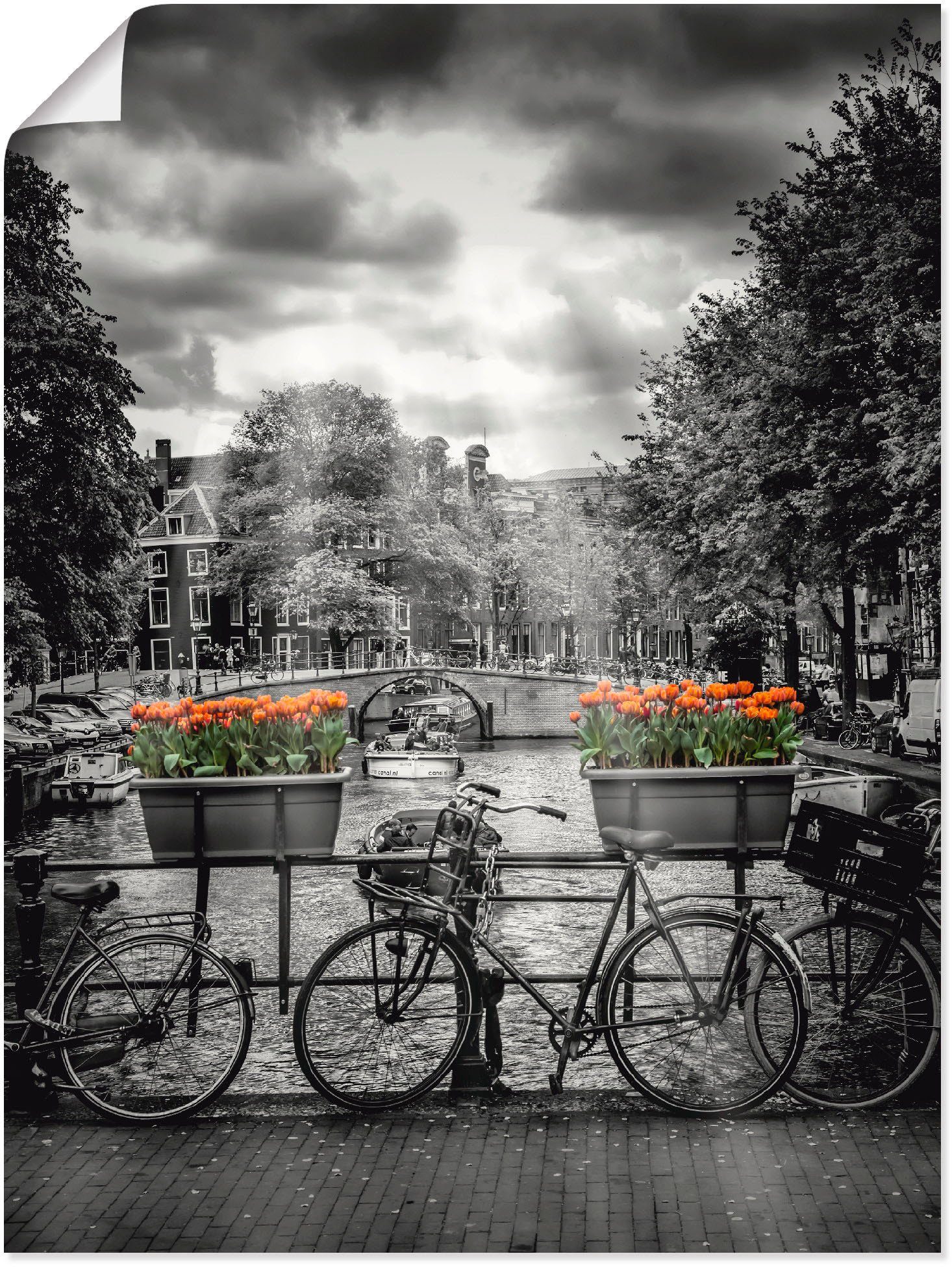 Artland Artprint Amsterdam Herengracht & zonnestralen als artprint op linnen, poster in verschillende formaten maten