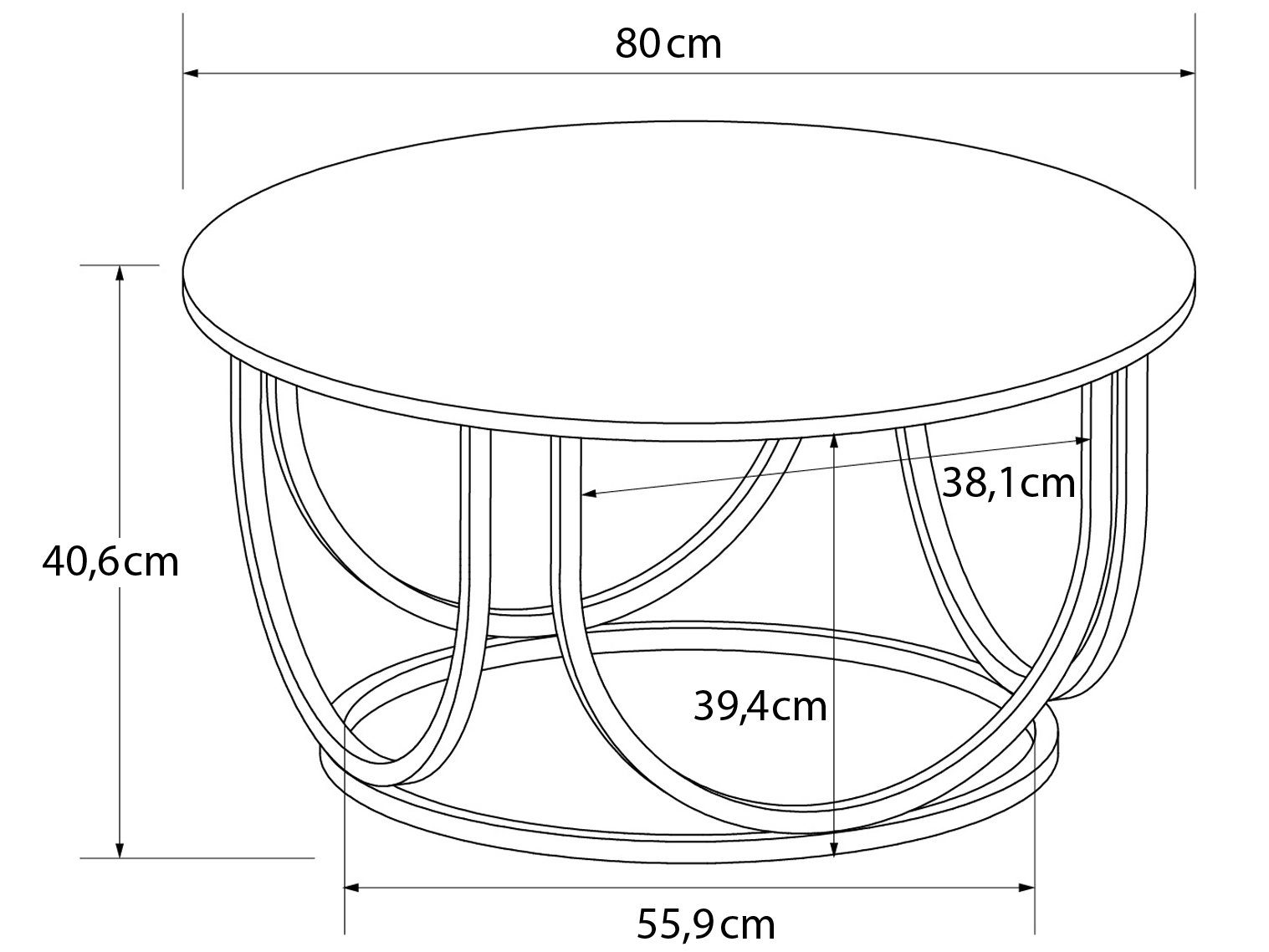 CosmoLiving by Cosmopolitan Salontafel Gwyneth van gemakkelijk te onderhouden mdf, onderstel van metaal, hoogte 41 cm