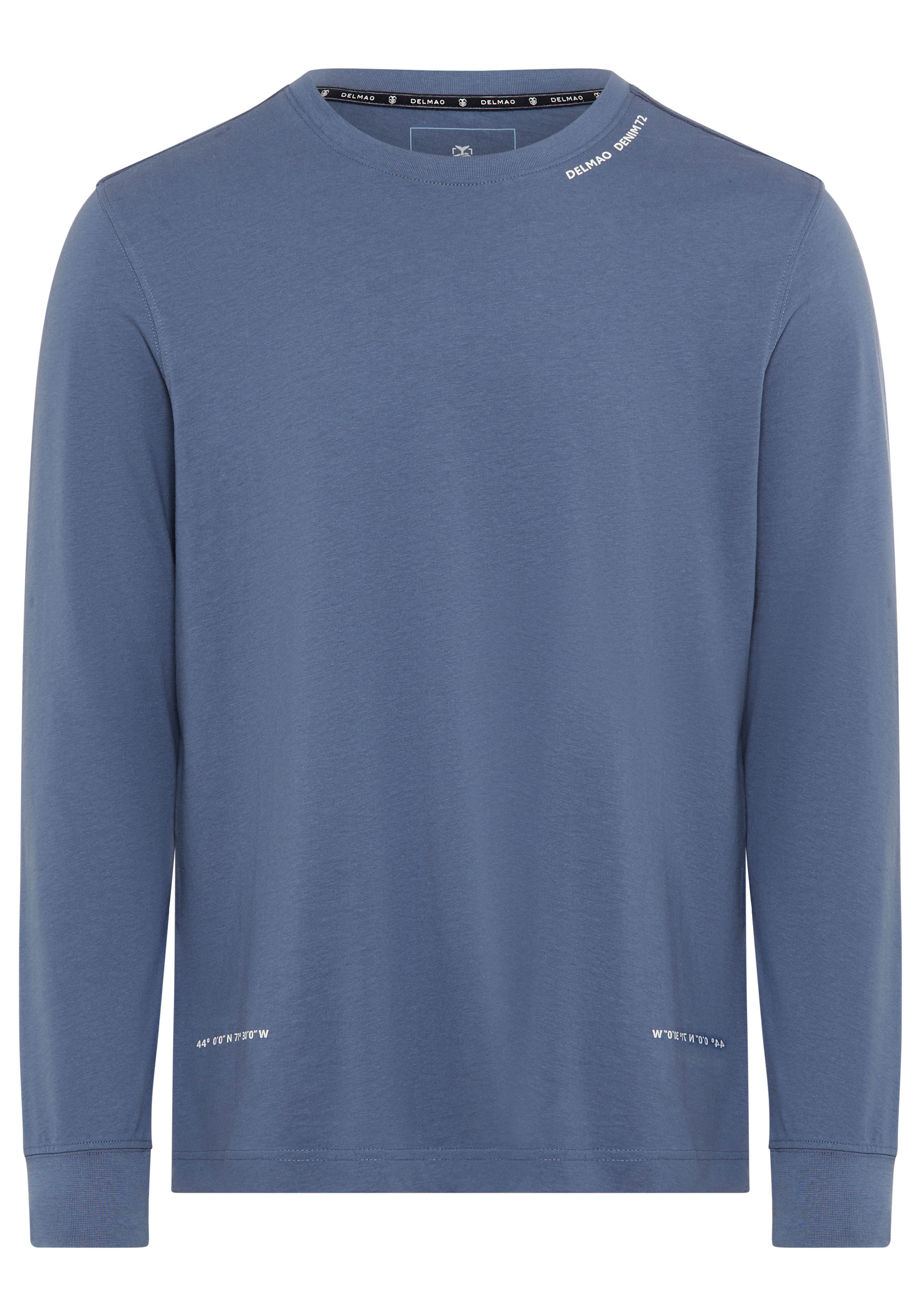 DELMAO Shirt met ronde hals smal gesneden, met print, van 100% katoen