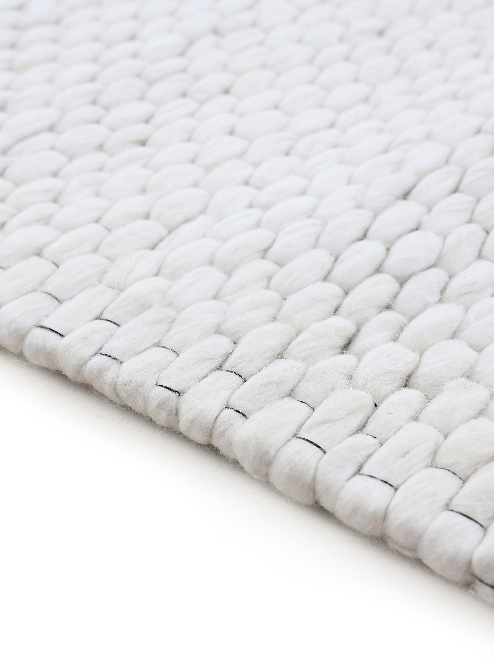carpetfine Wollen kleed Sina grove structuur, tijdloos design, 100% wol, woonkamer